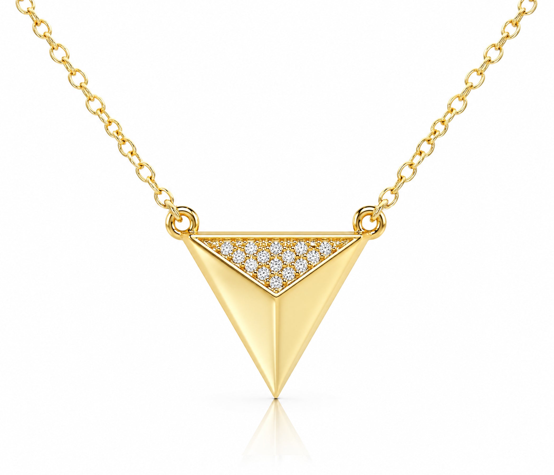 Medium Triangle Crystal Gold Necklace