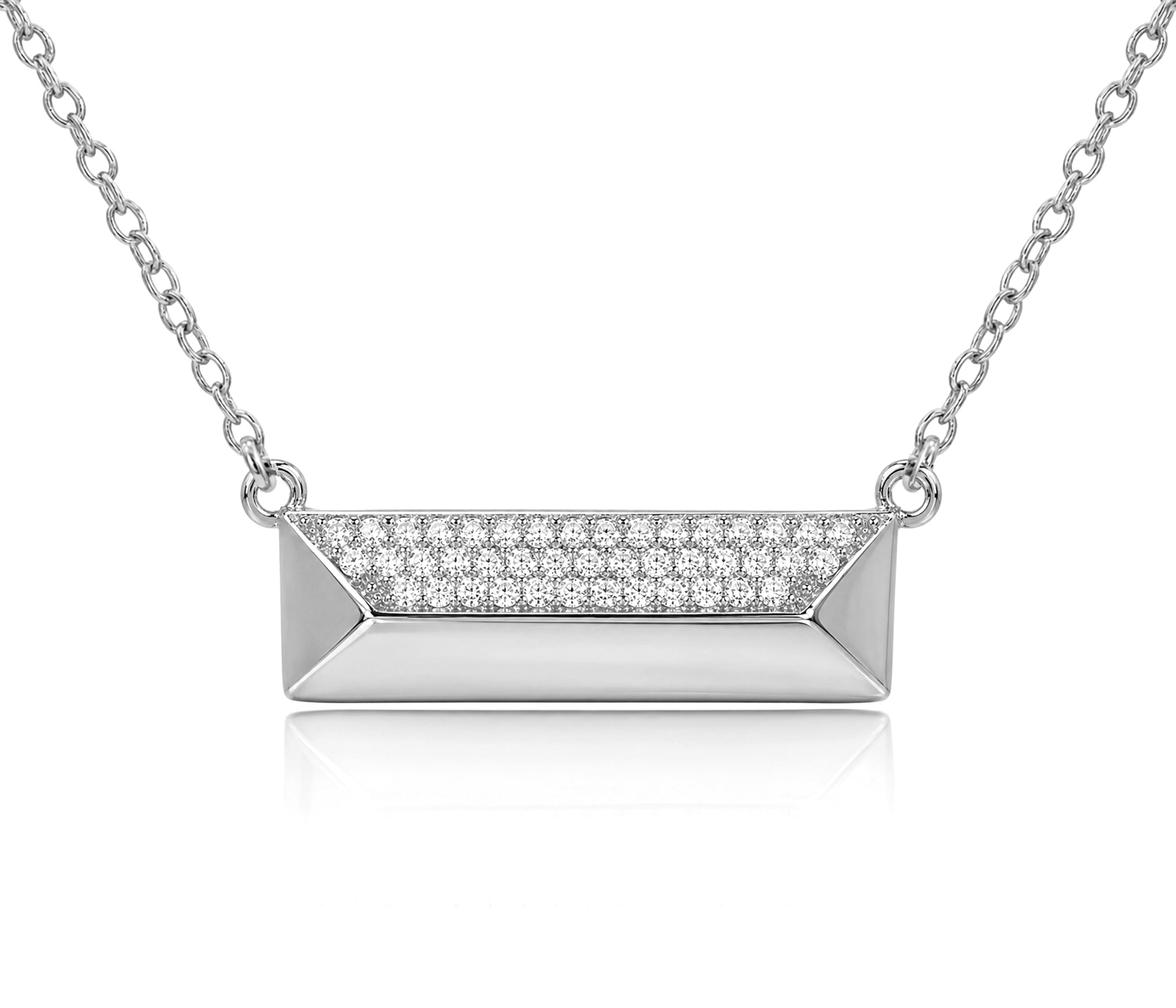 Medium Rectangle Crystal Silver Necklace