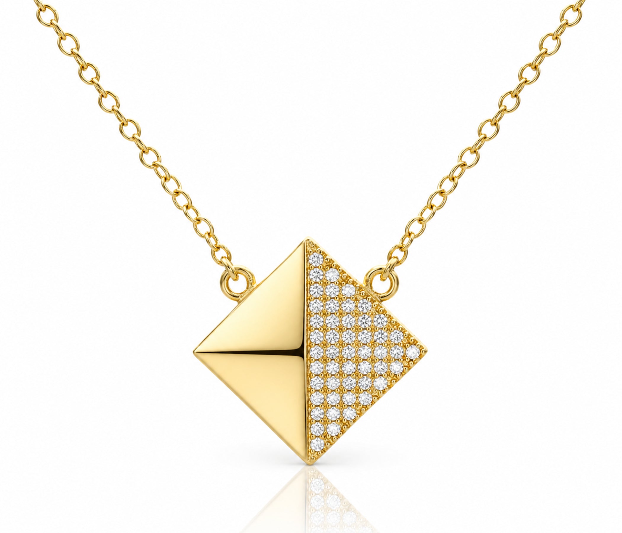 Medium Square Crystal Gold Necklace