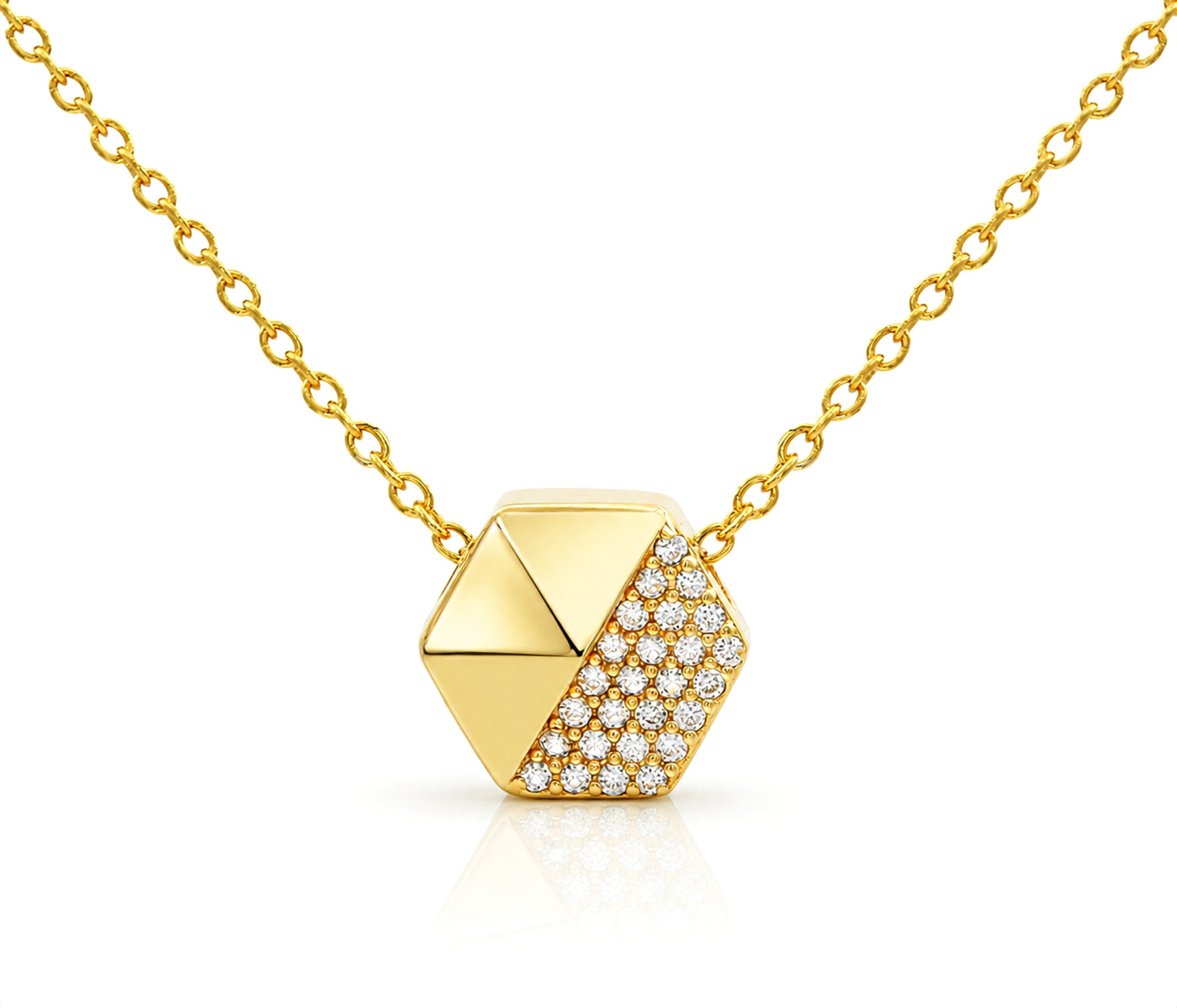Small Geometric Hexagon Gold Necklace