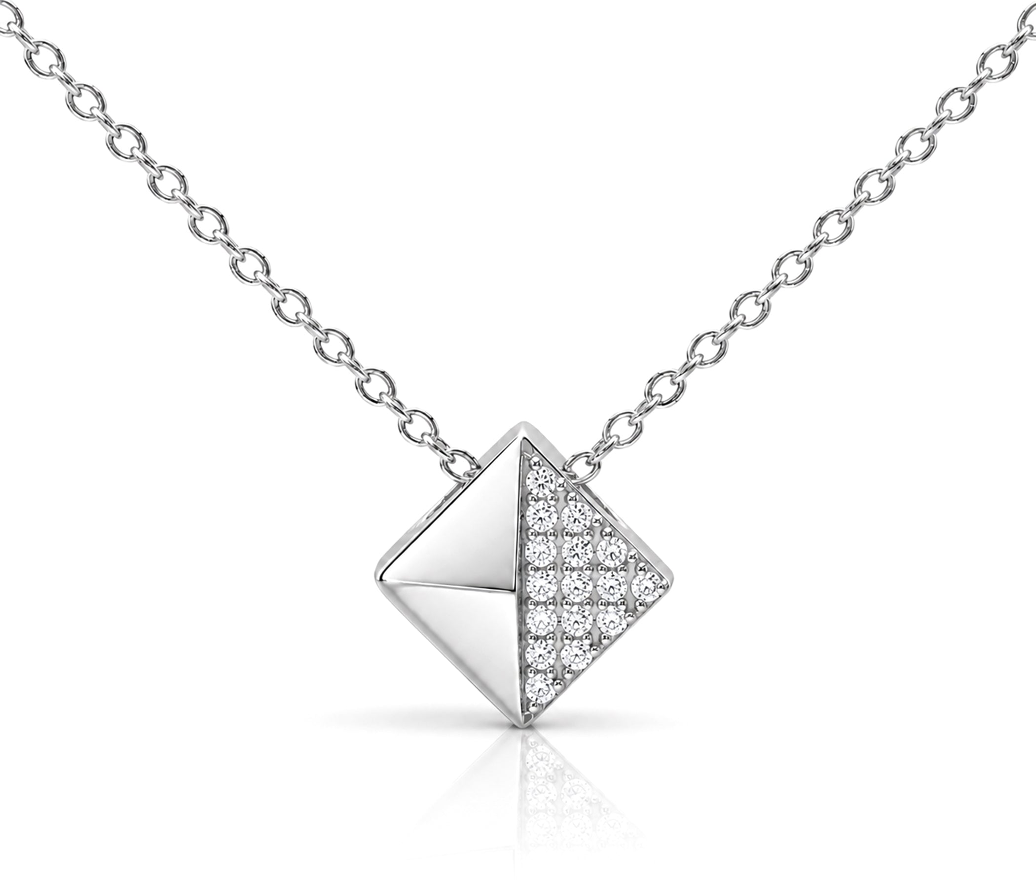 Small Geometric Square Silver Necklace