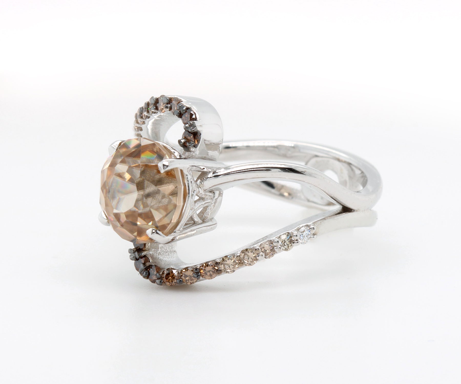 Sherry Zircon Chocolate Diamond Swirl Ring