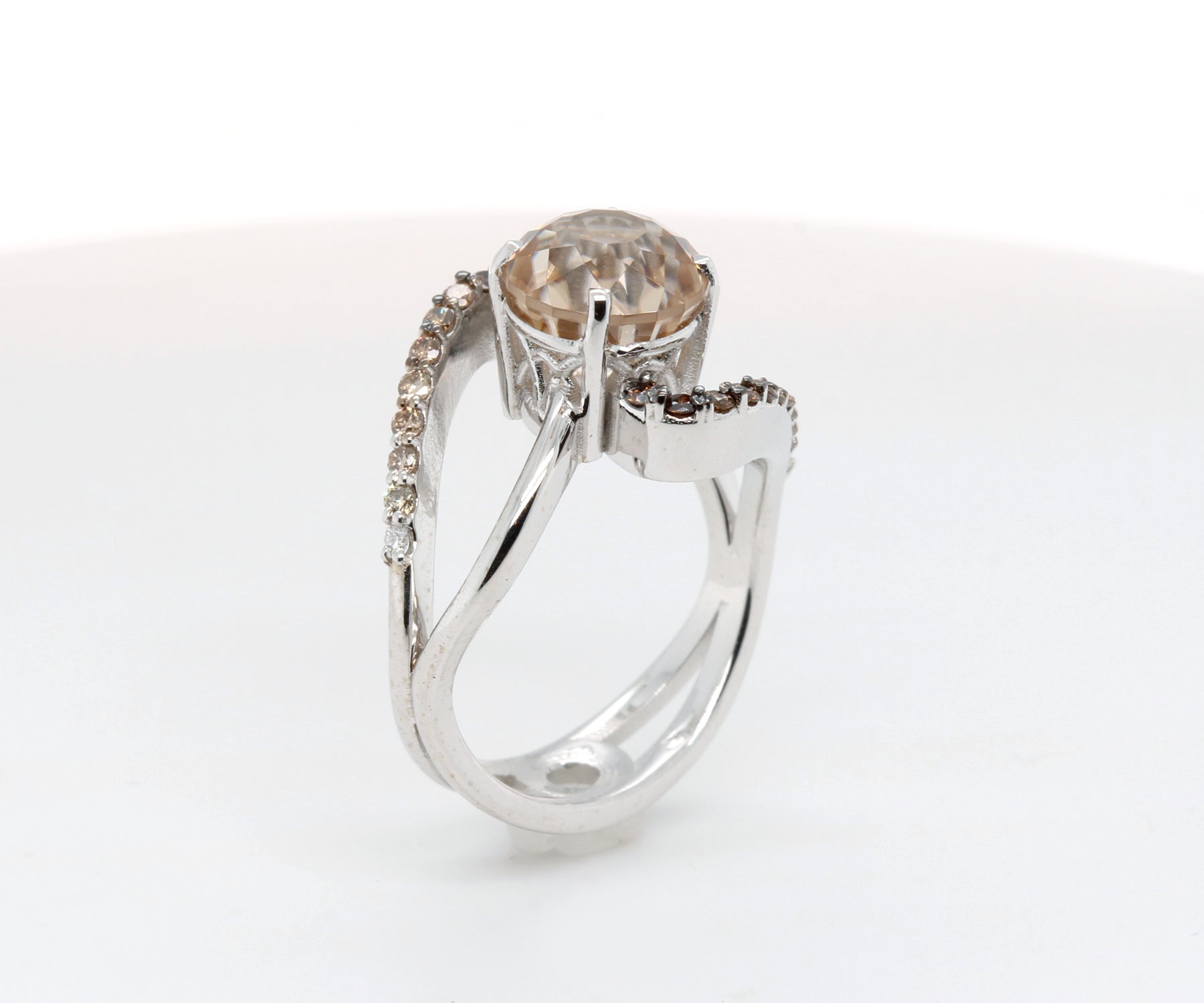 Sherry Zircon Chocolate Diamond Swirl Ring
