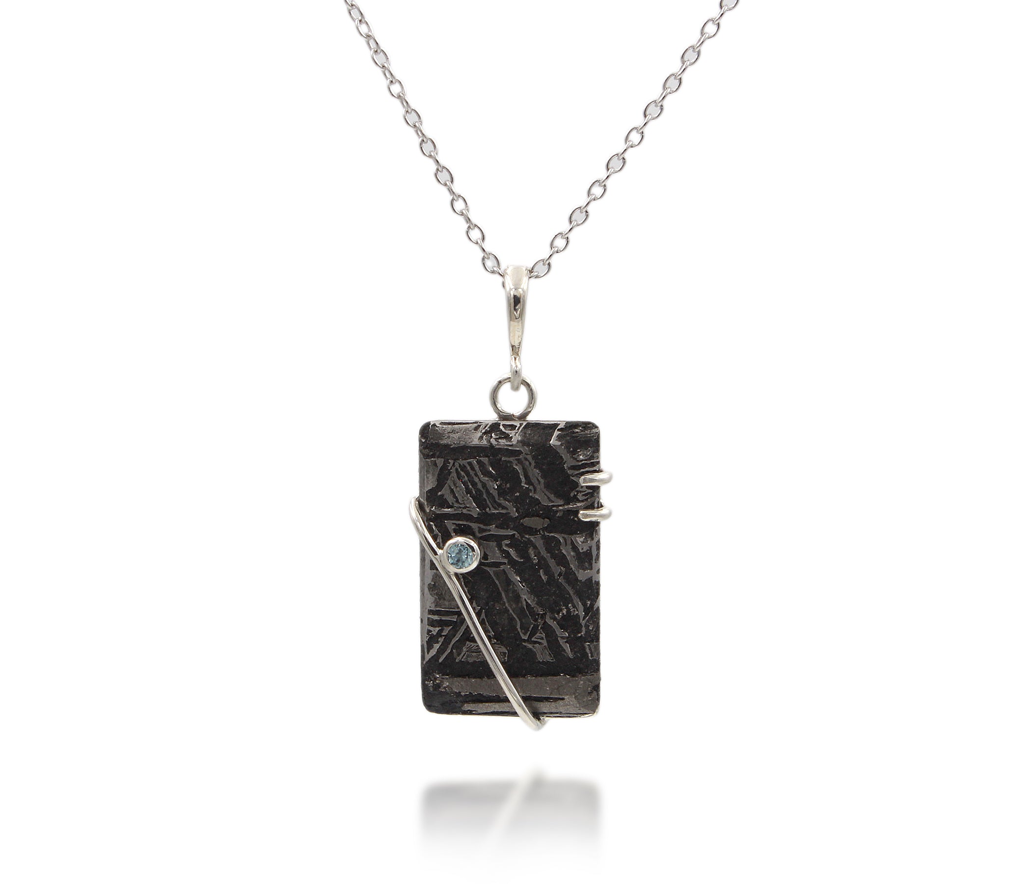 Small Rectangle Meteorite Topaz Necklace