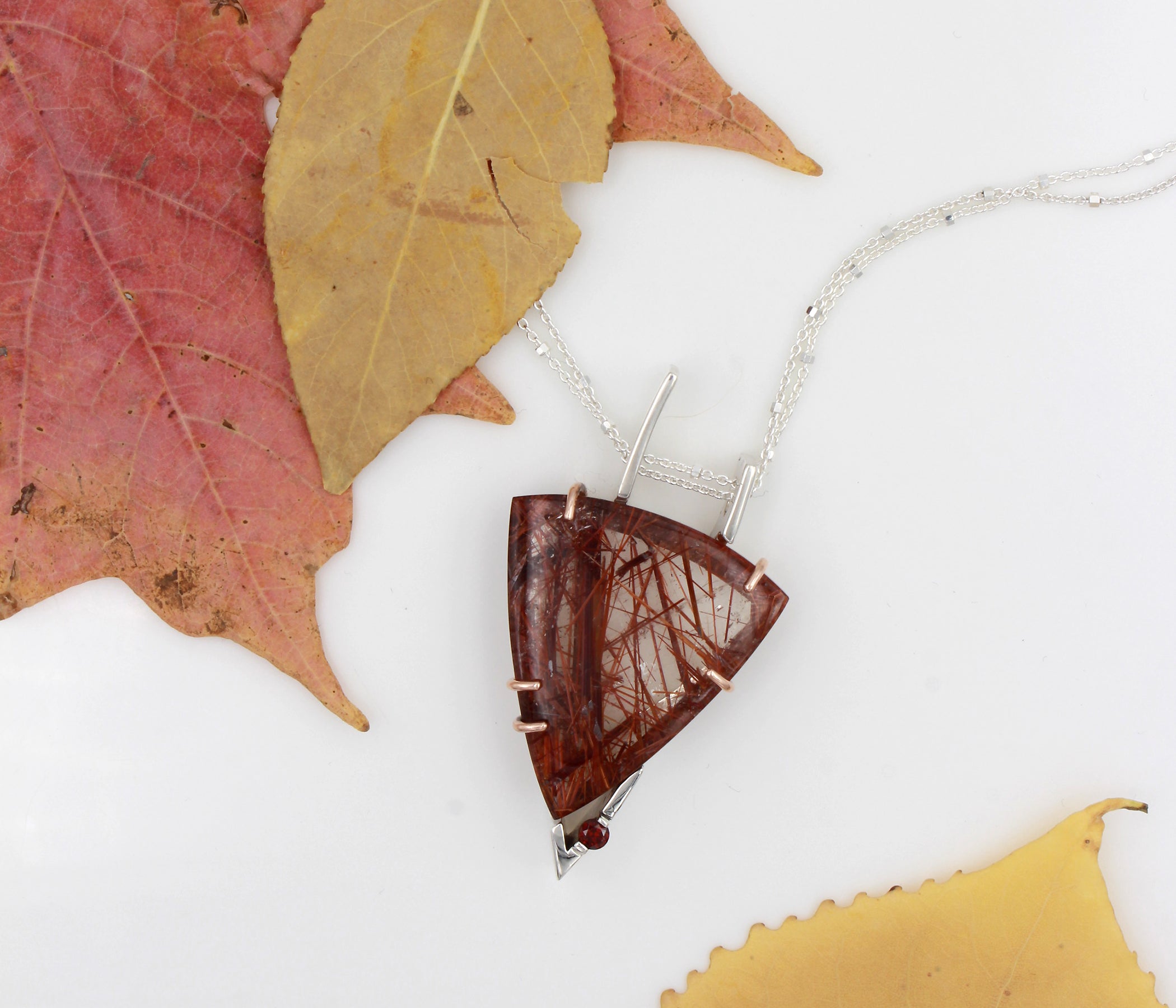 Stunning Strawberry Rutilated Quartz Garnet Necklace