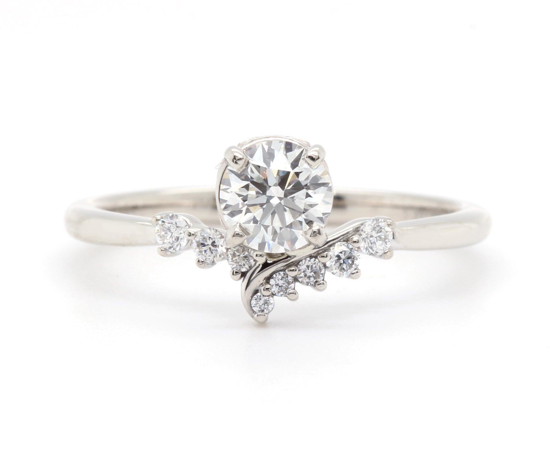 Dainty Offset Swirl Lab Grown Diamond Engagement Ring