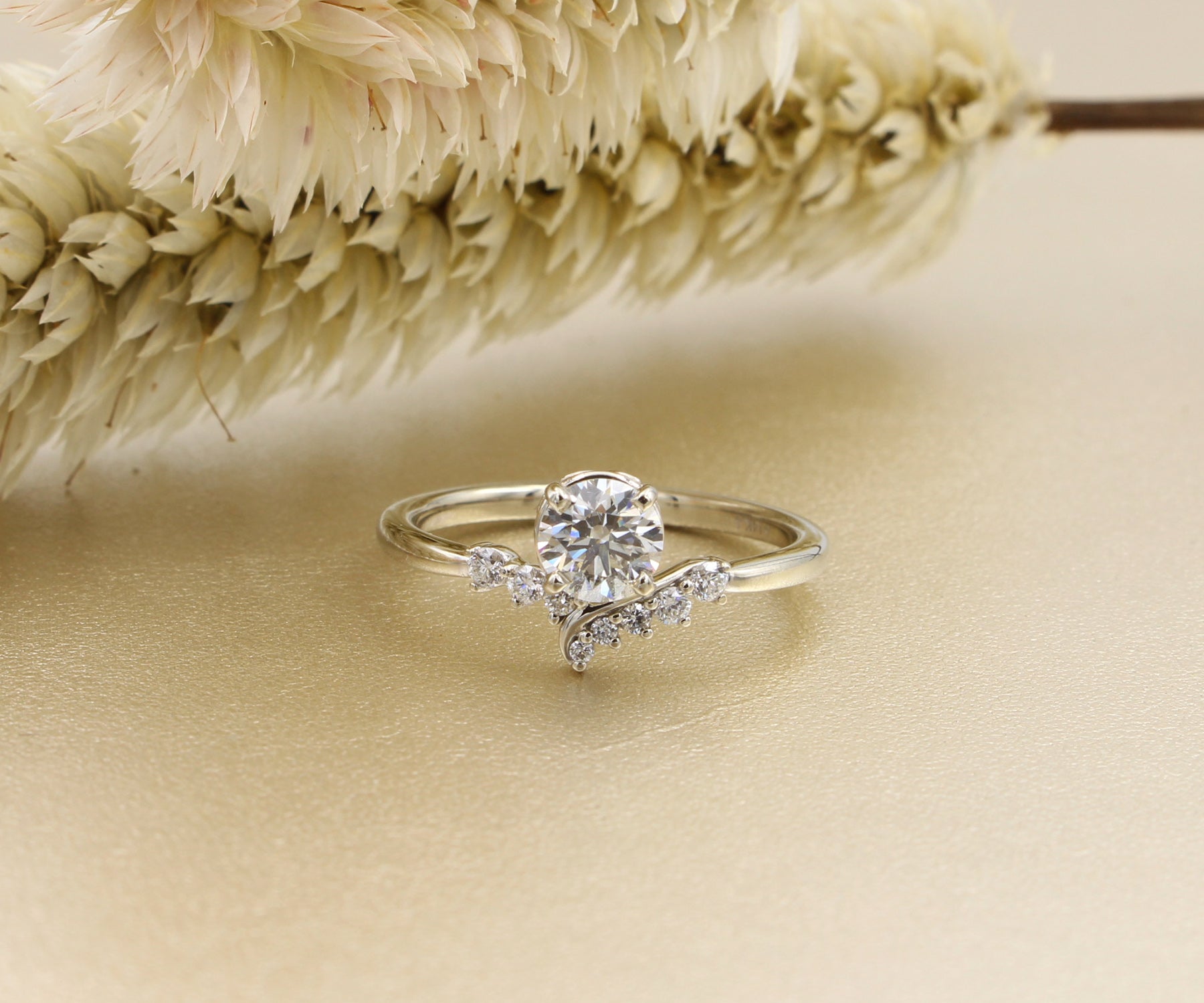 Dainty Offset Swirl Diamond Ring