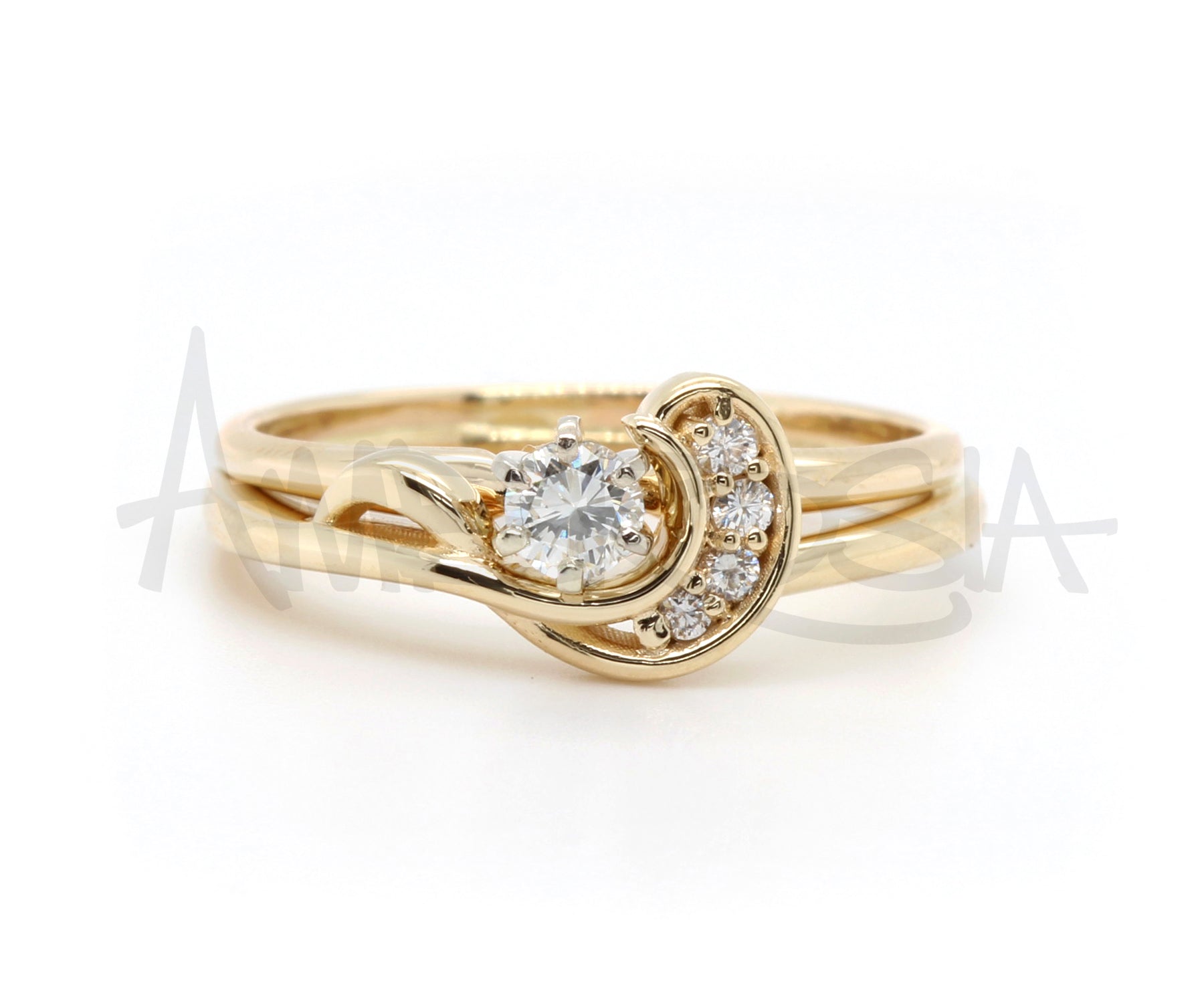 Custom Matching Swirl Diamond Wedding Band