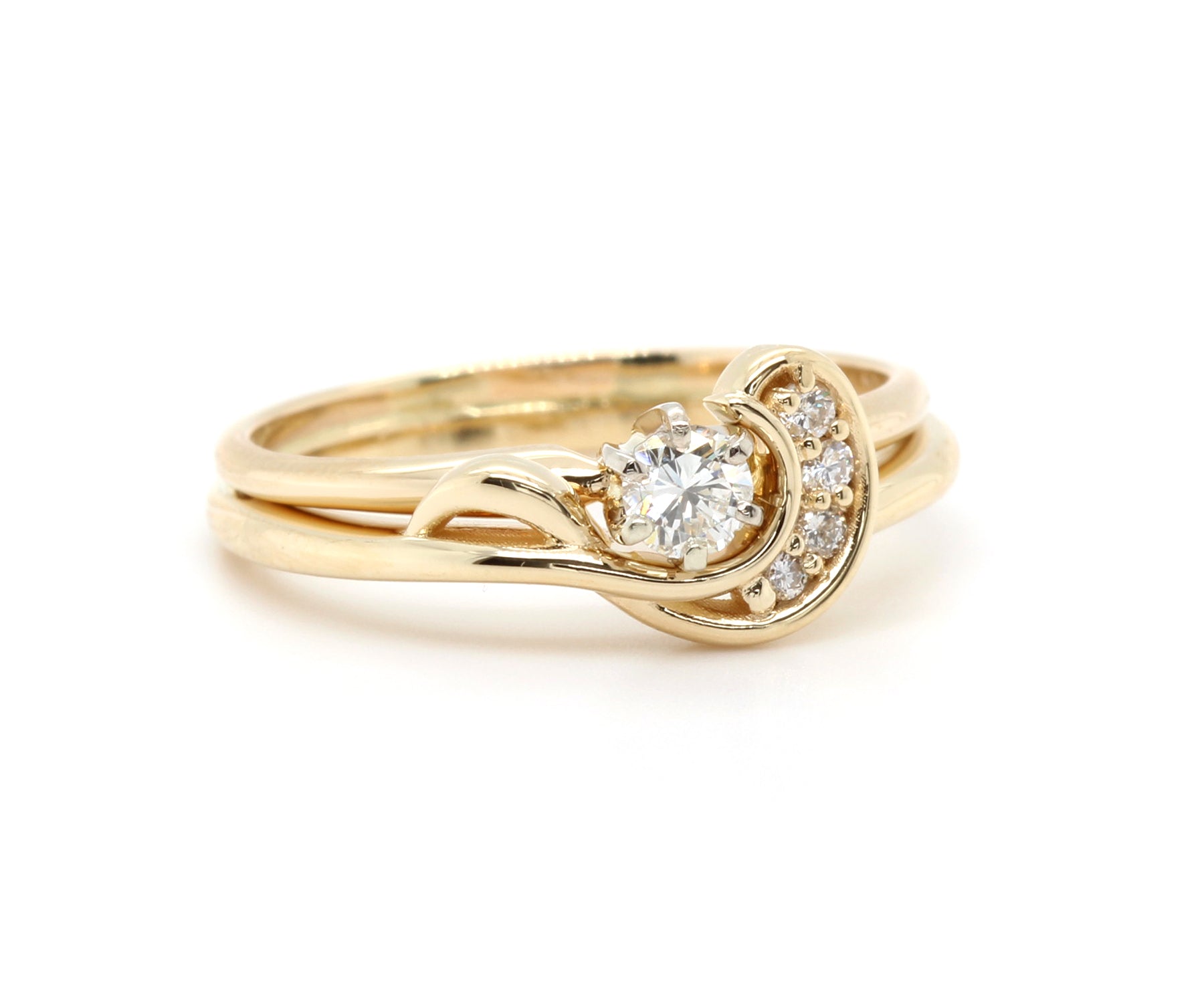 Custom Matching Swirl Diamond Wedding Band