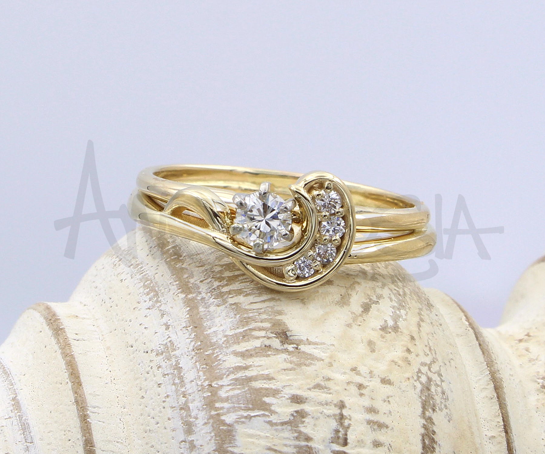 Custom Matching Swirl Diamond Wedding Band