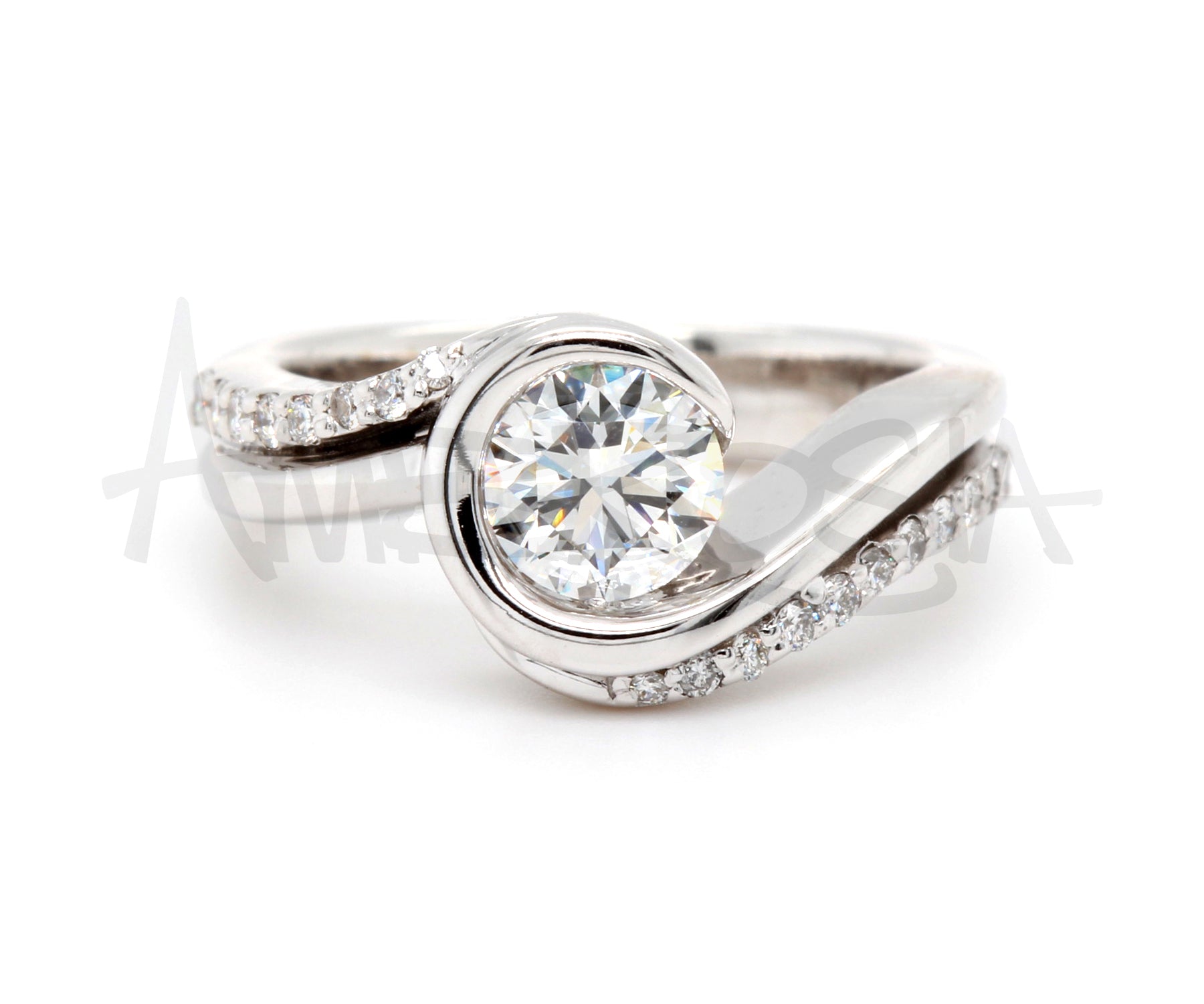 Multirow Swirl Diamond Custom Wedding Ring
