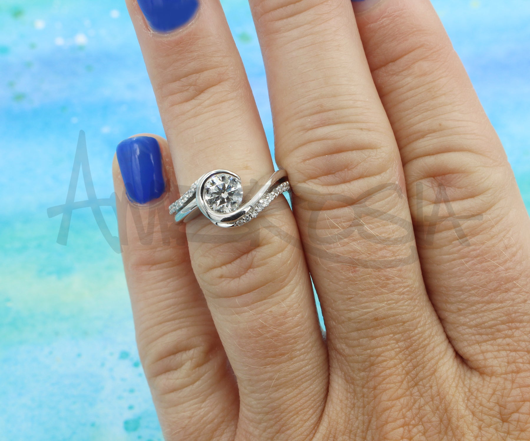 Multirow Swirl Diamond Custom Wedding Ring