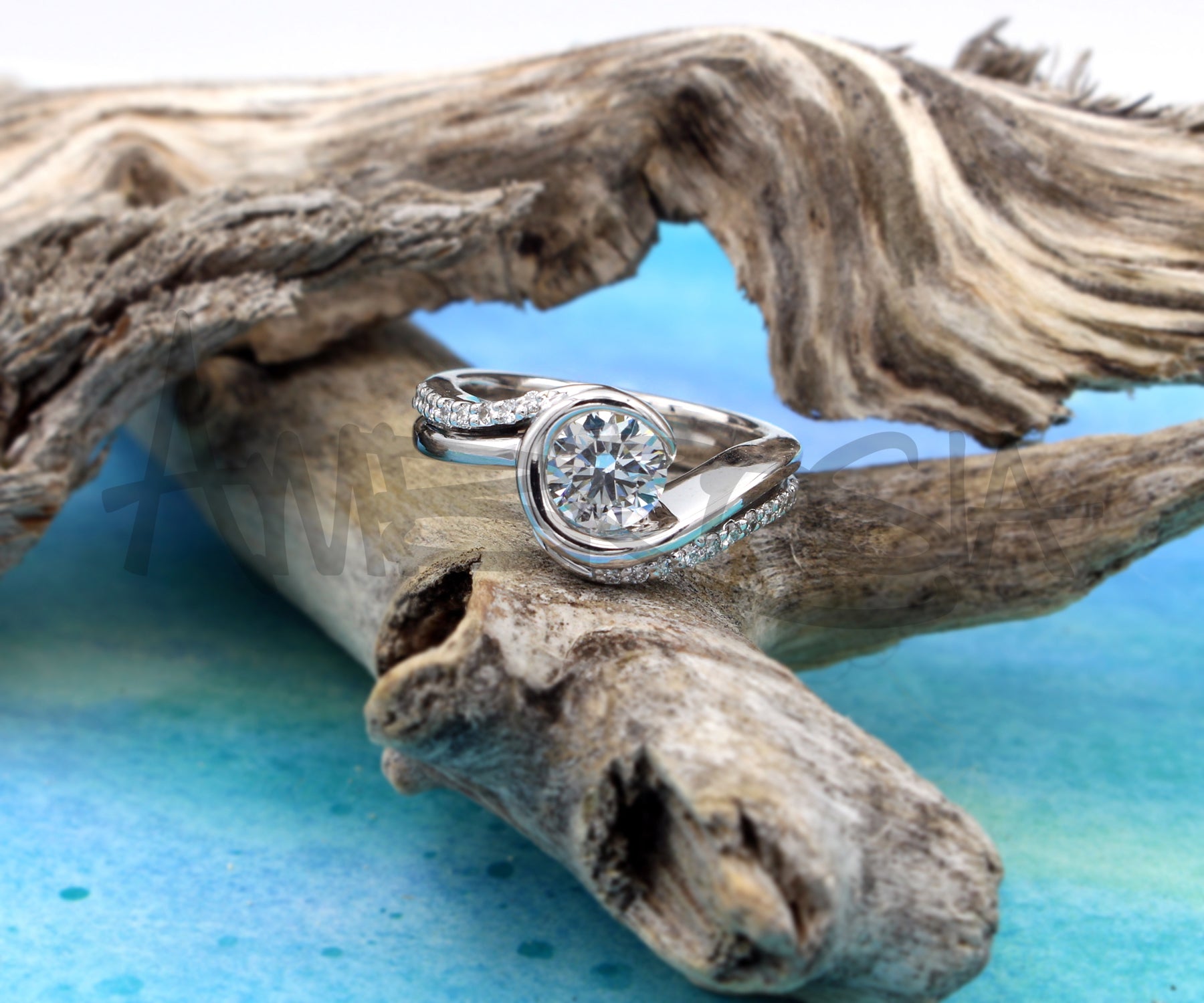 Multirow Swirl Diamond Custom Wedding Ring