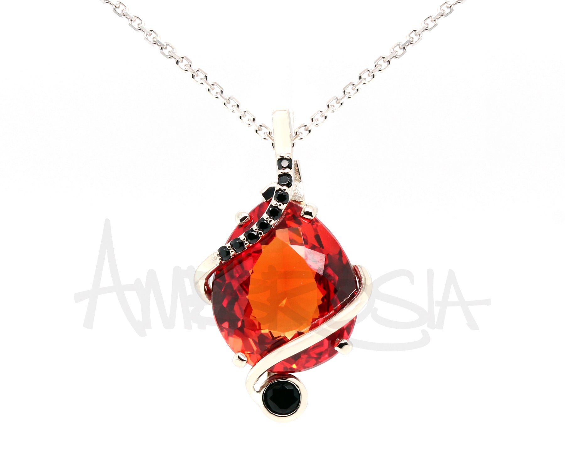 Swirl Red Ruby and Black Spinel Custom Necklace