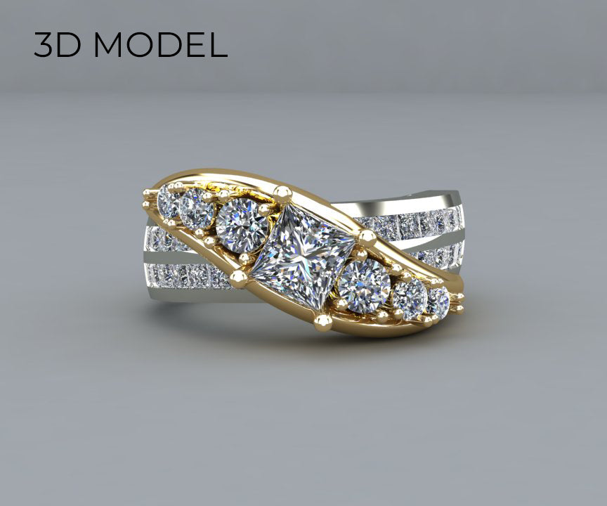 Two-Tone Twist Bypass Diamond Ring