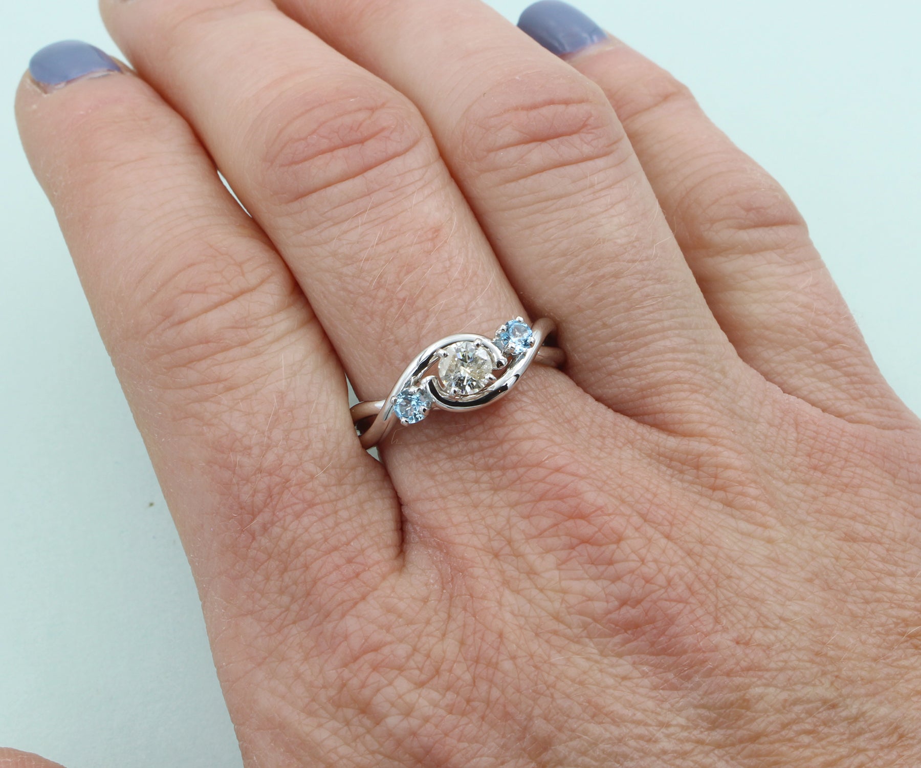 Swirl Weaved Solitaire Diamond Ring