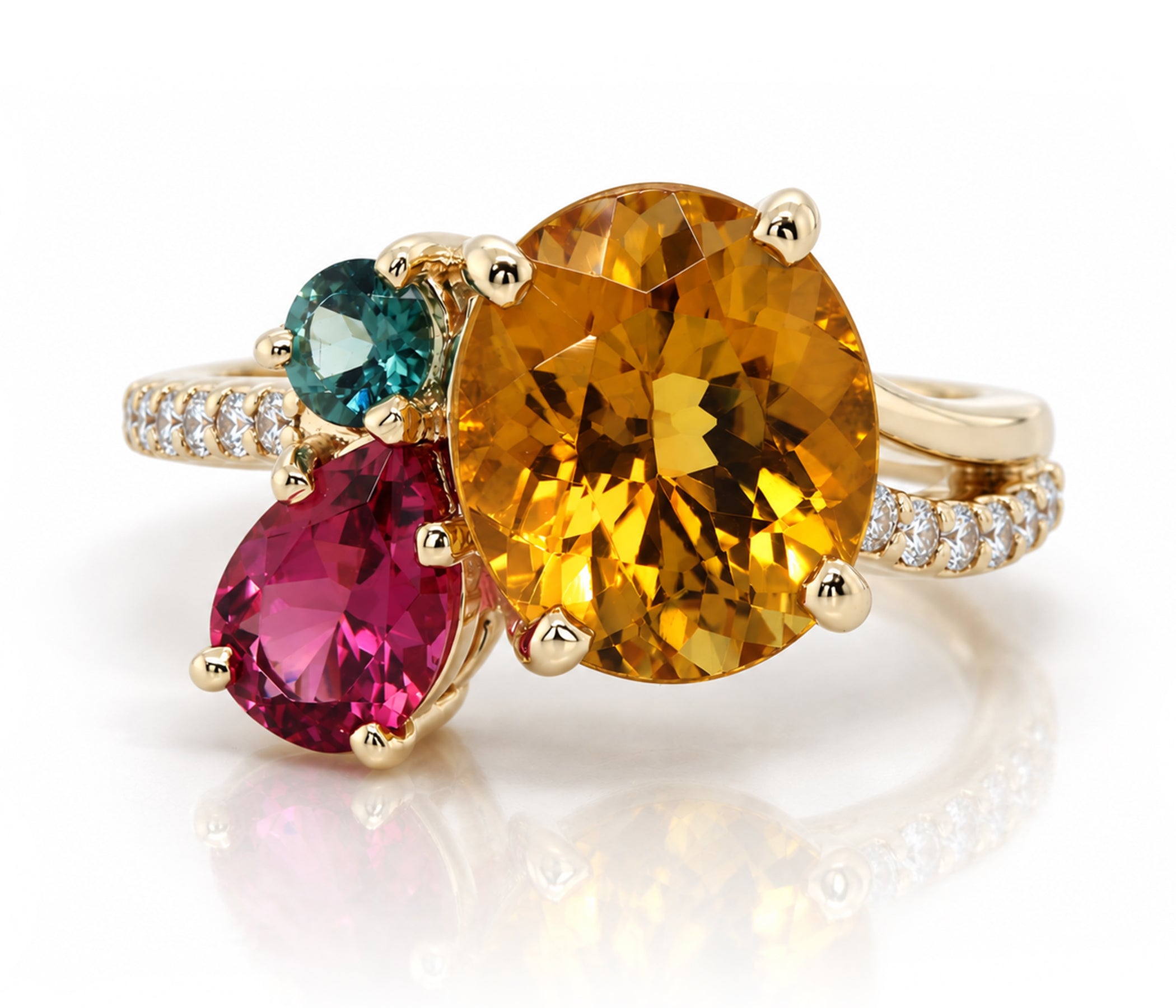 Colorful Tourmaline Diamond Gold Ring
