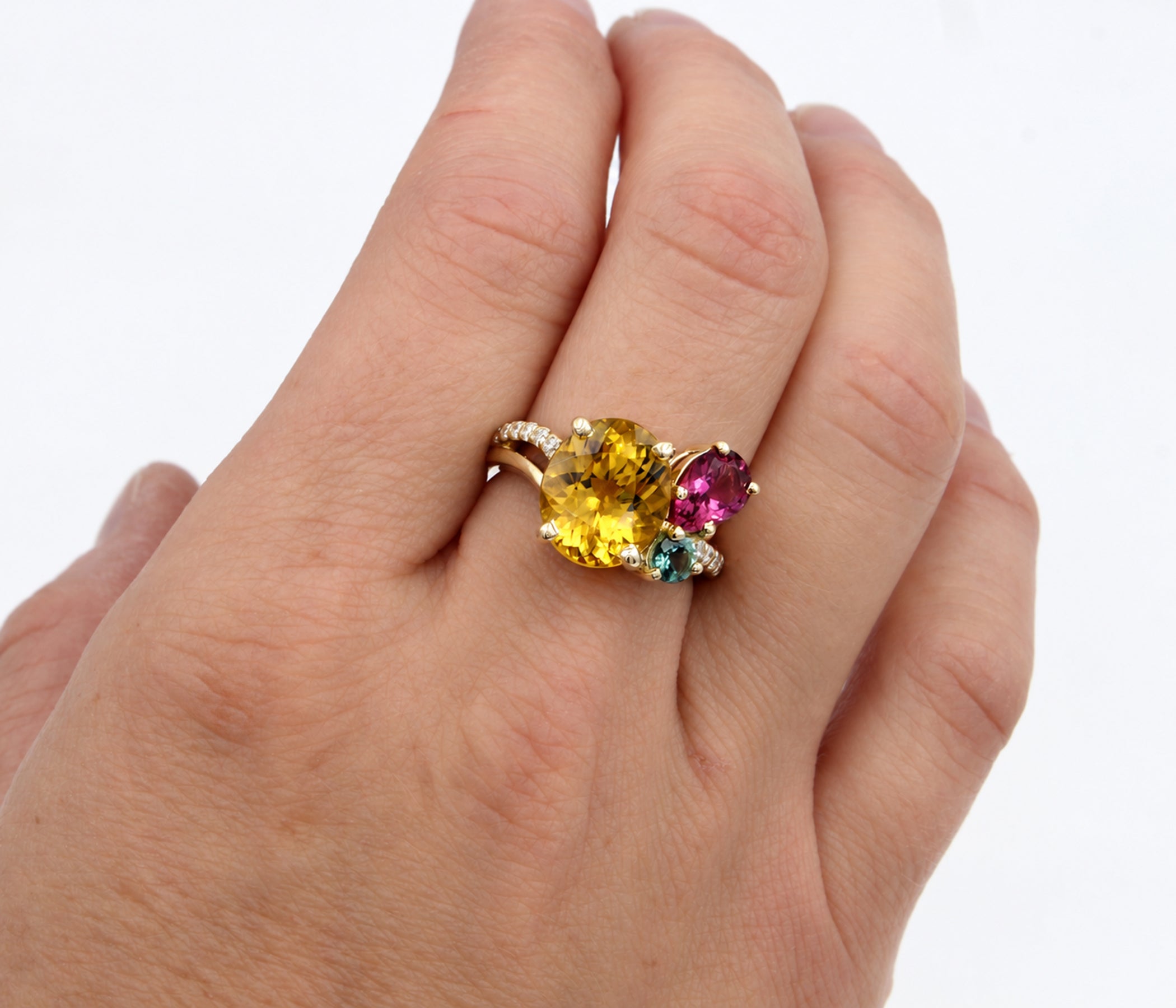 Colorful Tourmaline Diamond Gold Ring