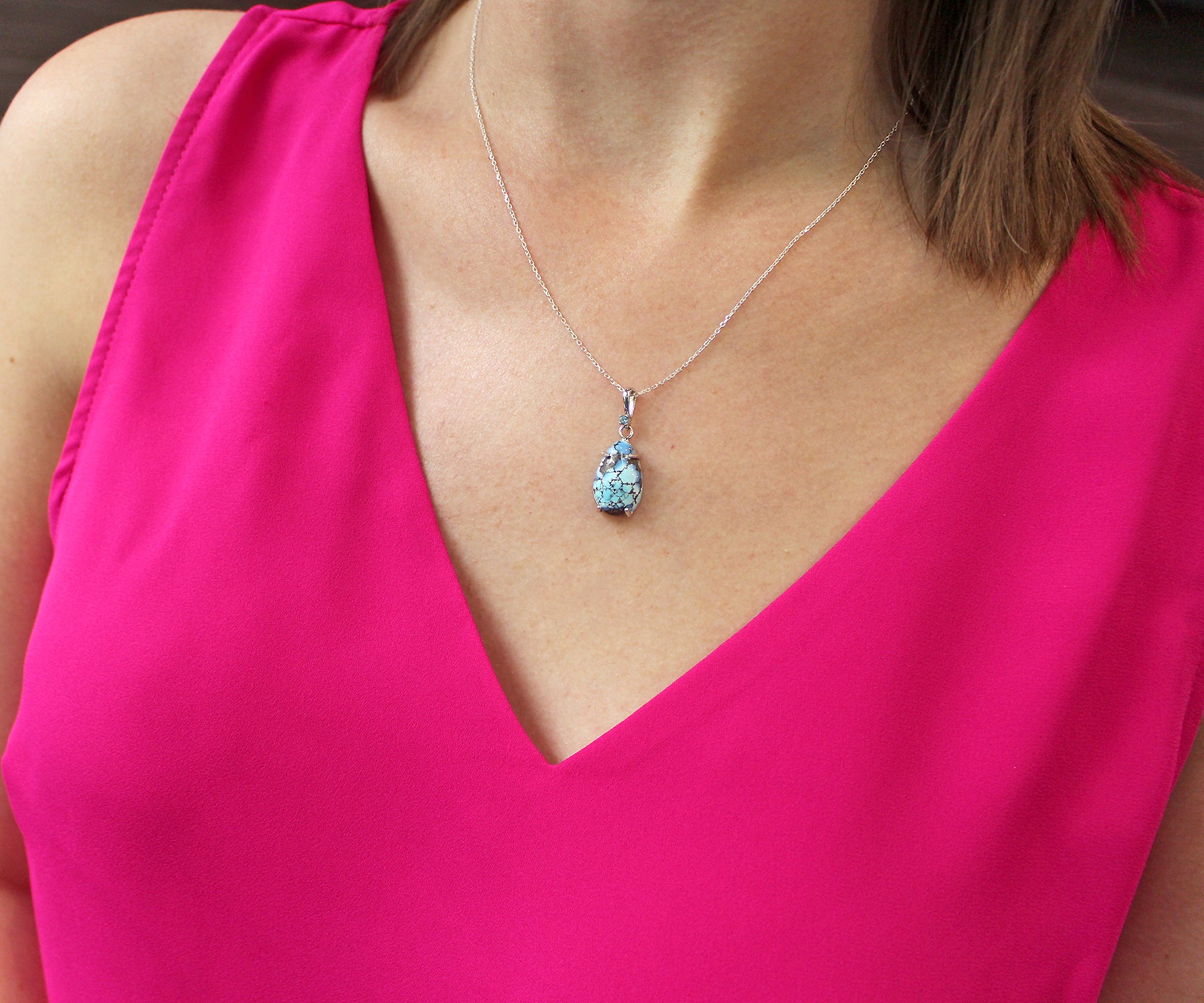 Teardrop Golden Hill Turquoise Topaz Necklace