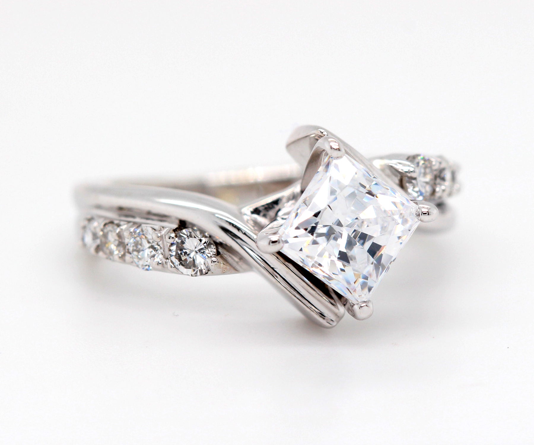 Twisted Contemporary Princess Diamond Engagement Ring