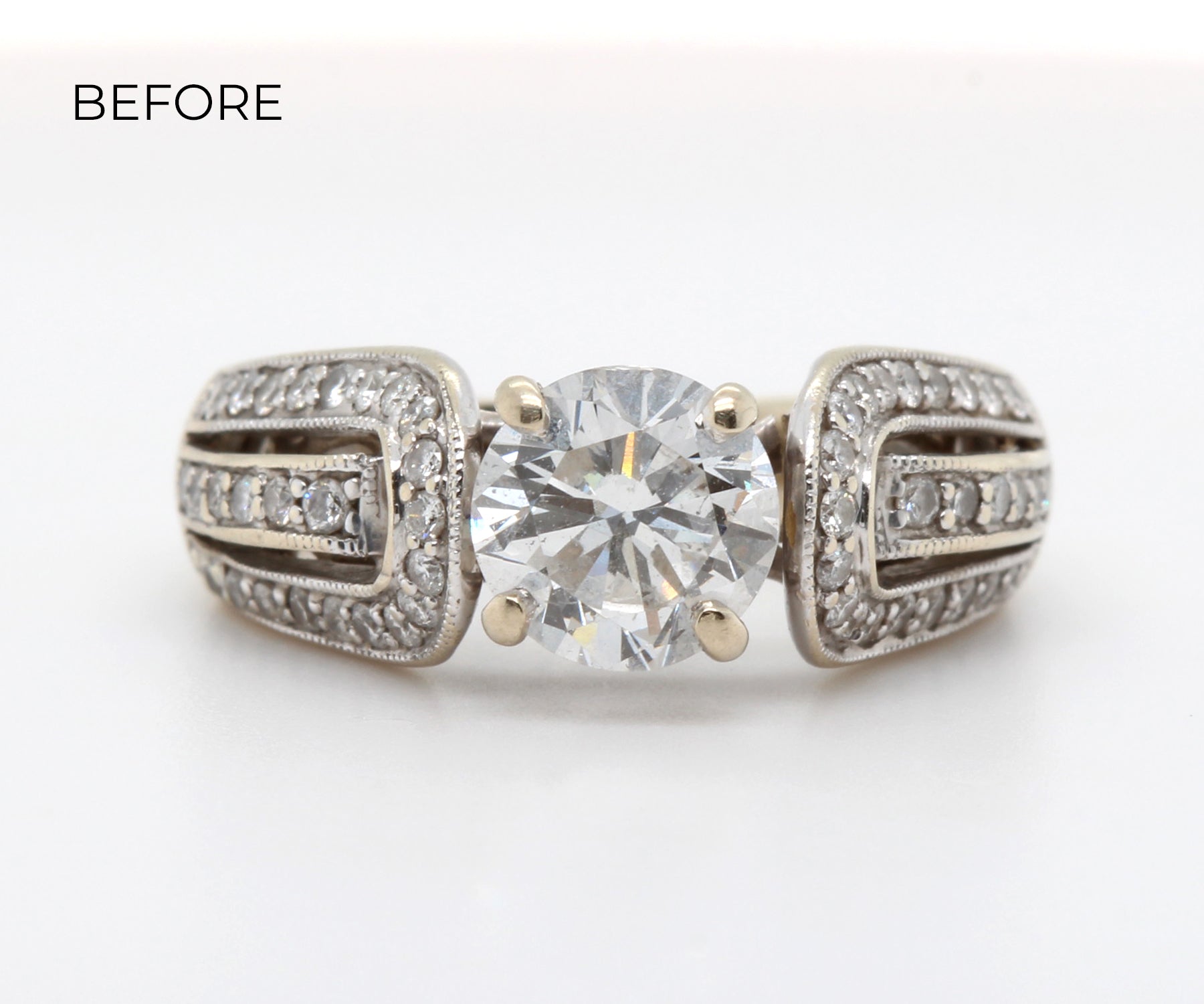 Classic Split Shank Diamond White Rose Gold Wedding Ring