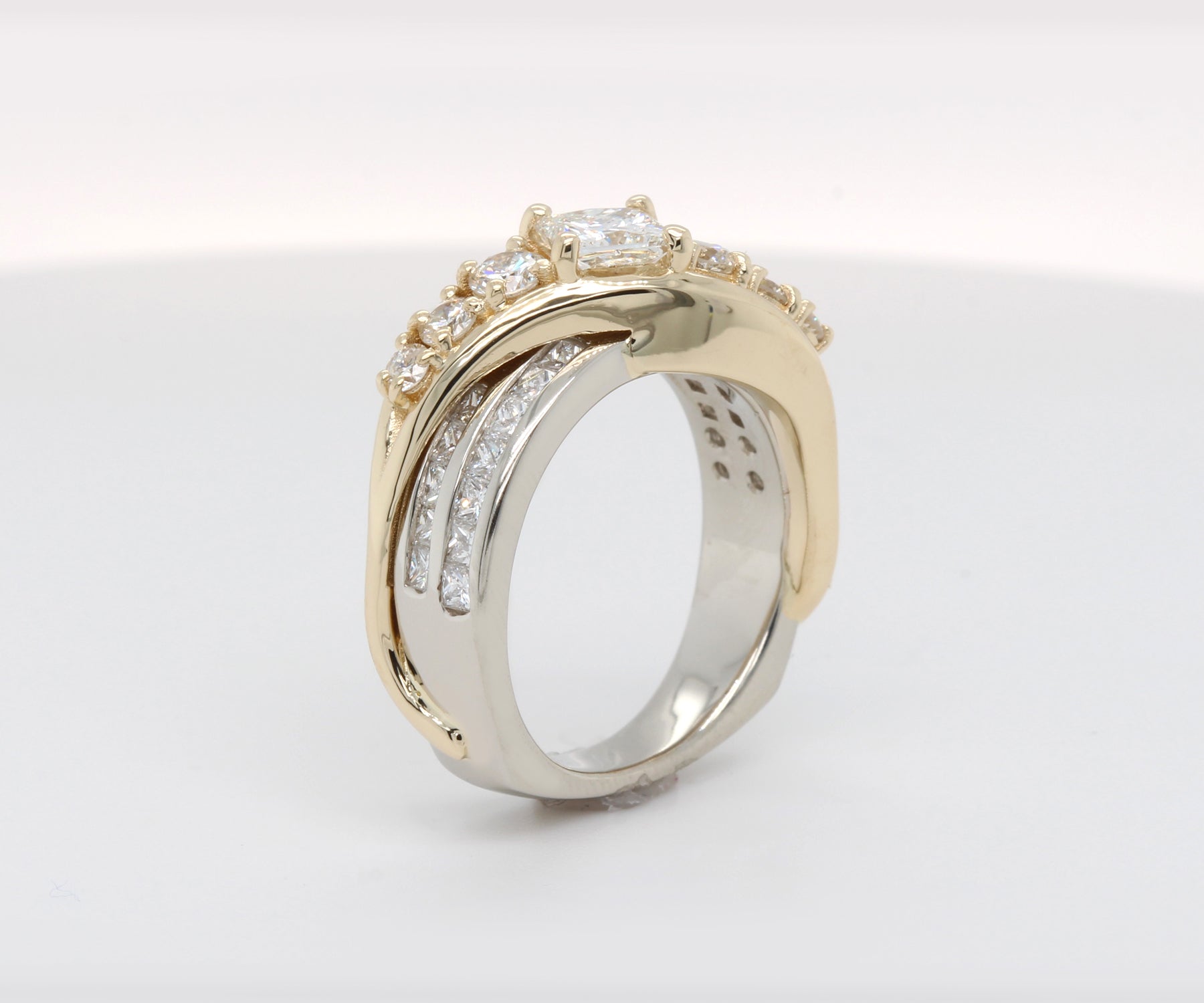 Two-Tone Twist Bypass Diamond Ring