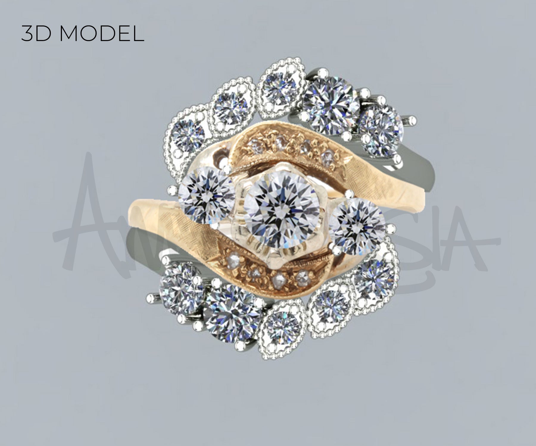 Vintage Two Tone Swirl Diamond Ring Redesign