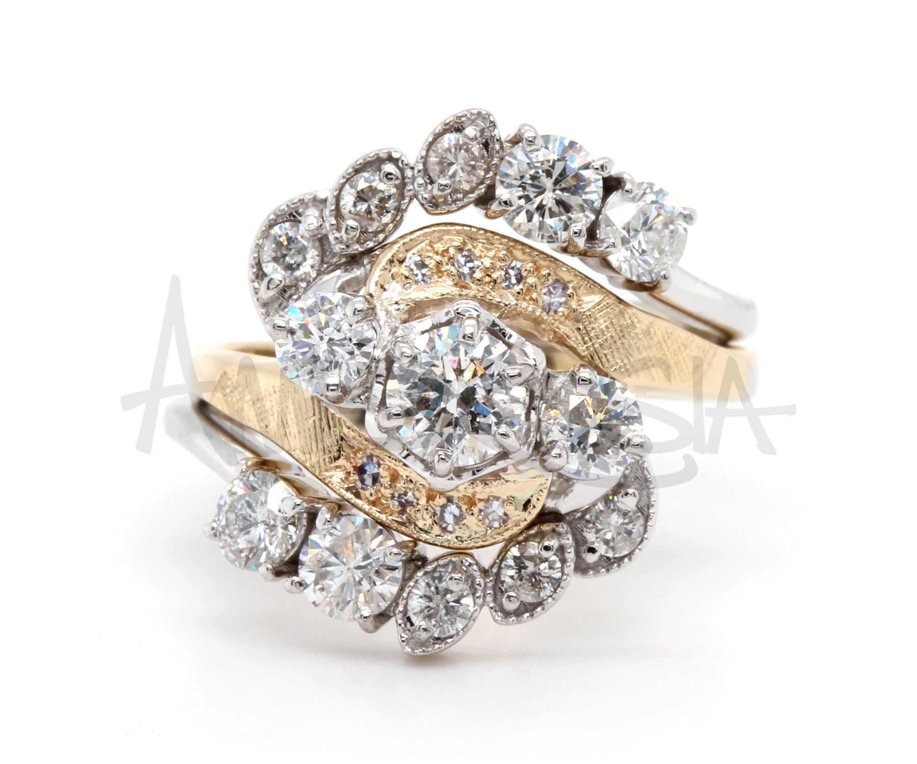 Vintage Two Tone Swirl Diamond Ring Redesign