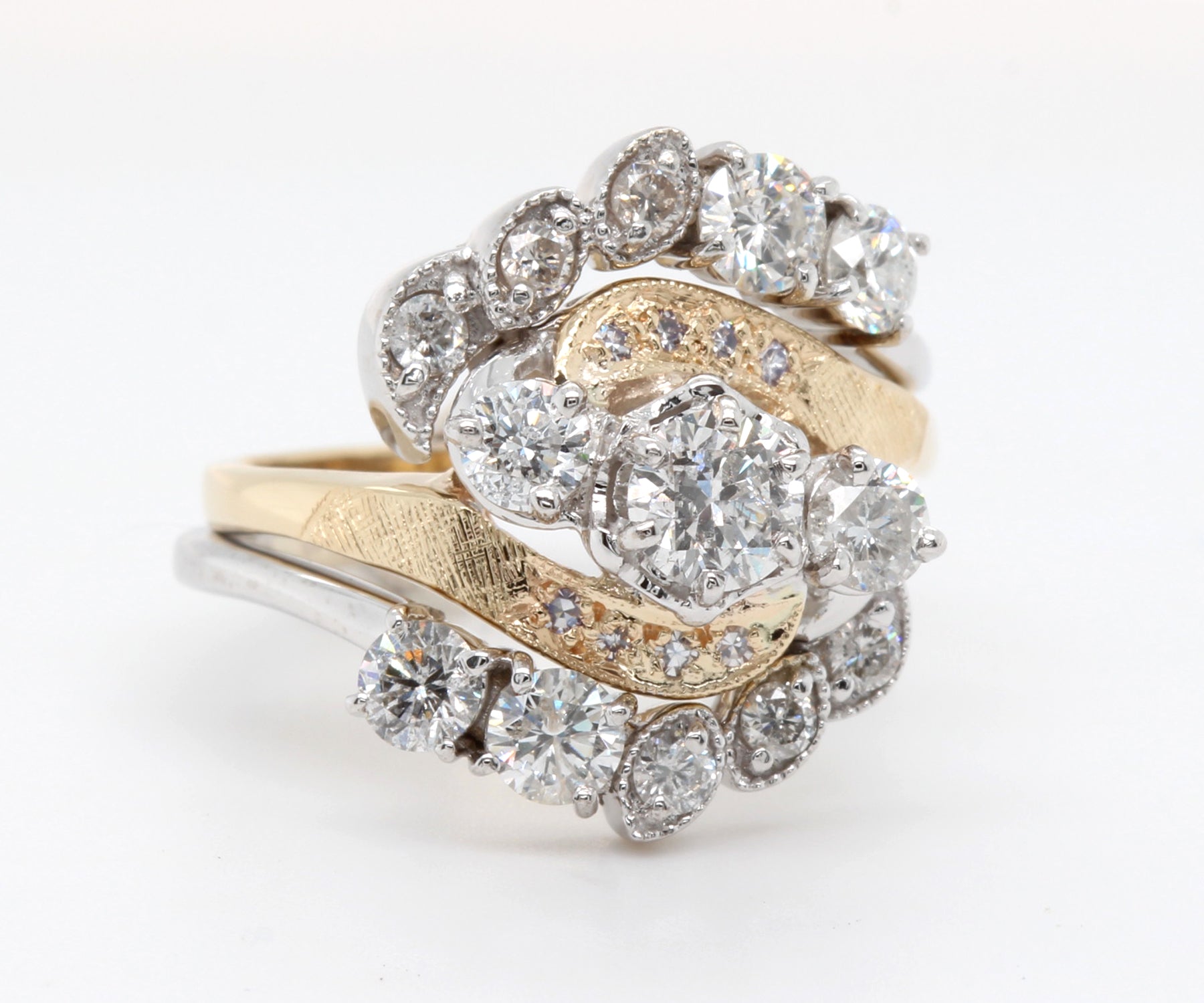Vintage Two Tone Swirl Diamond Ring Redesign