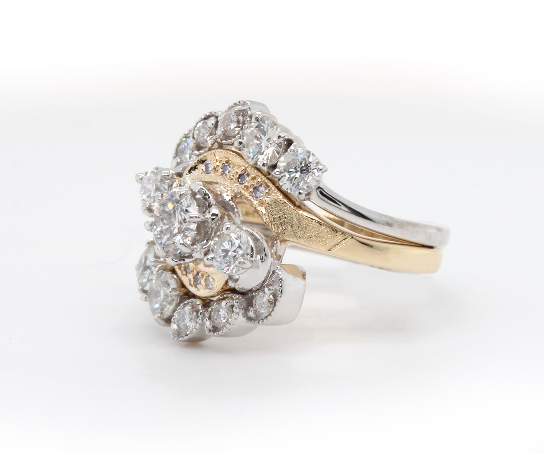 Vintage Two Tone Swirl Diamond Ring Redesign
