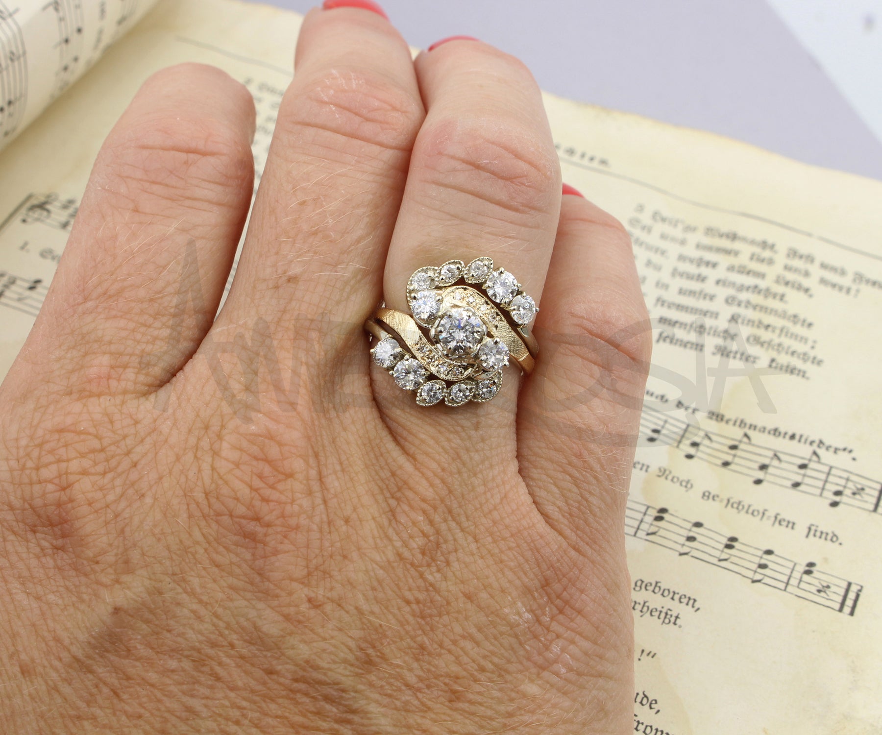 Vintage Two Tone Swirl Diamond Ring Redesign