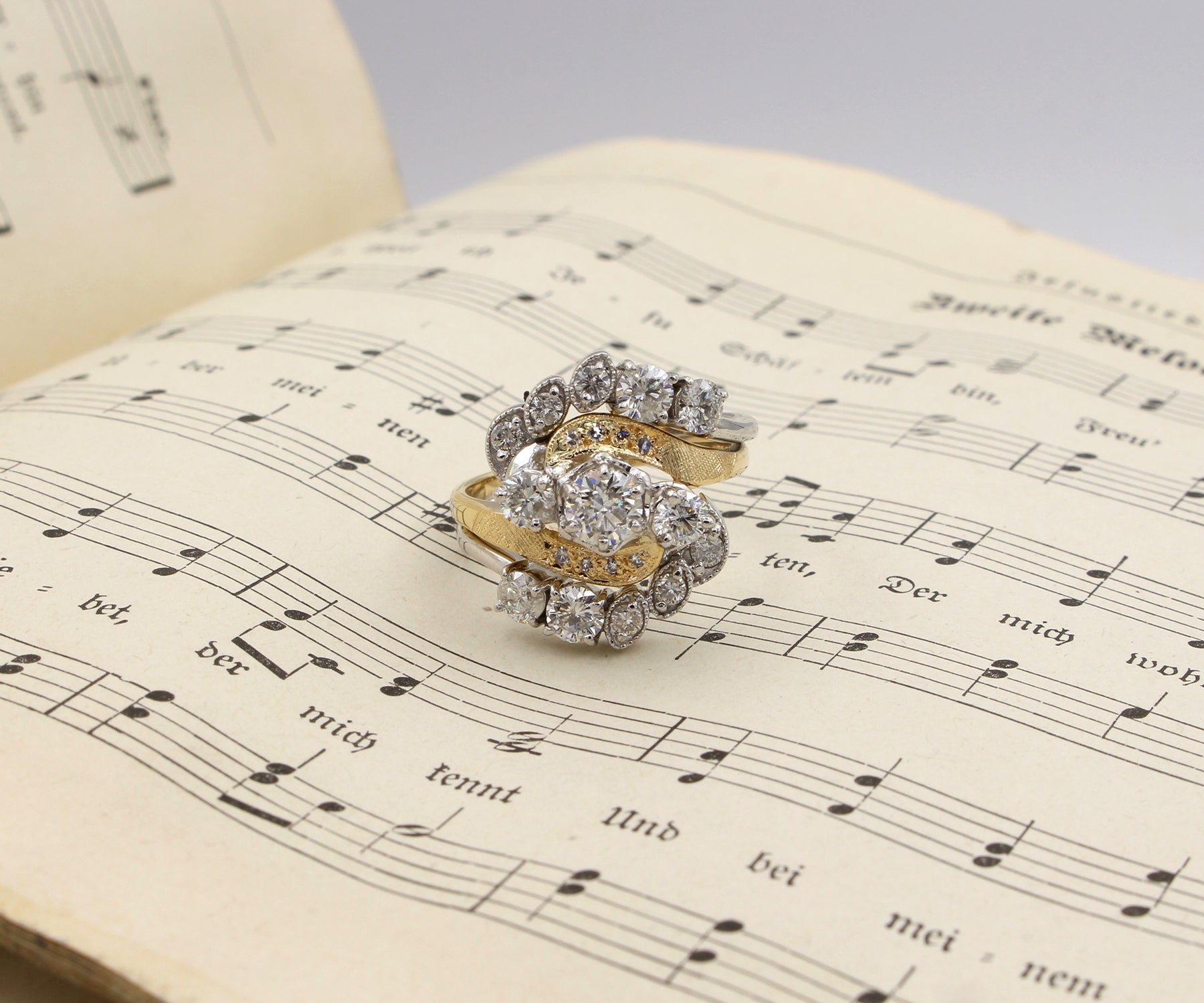 Vintage Two Tone Swirl Diamond Ring Redesign
