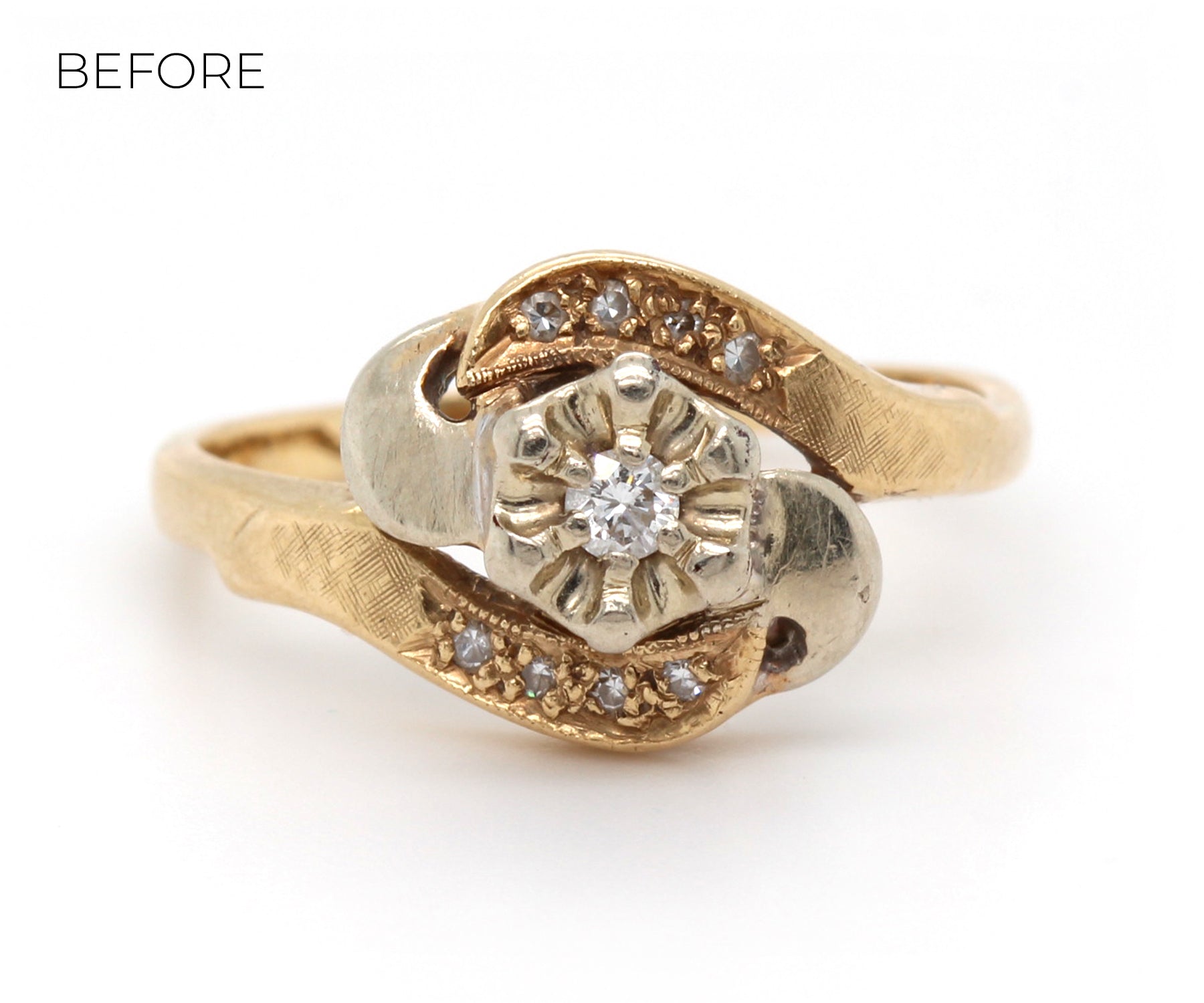Vintage Two Tone Swirl Diamond Ring Redesign