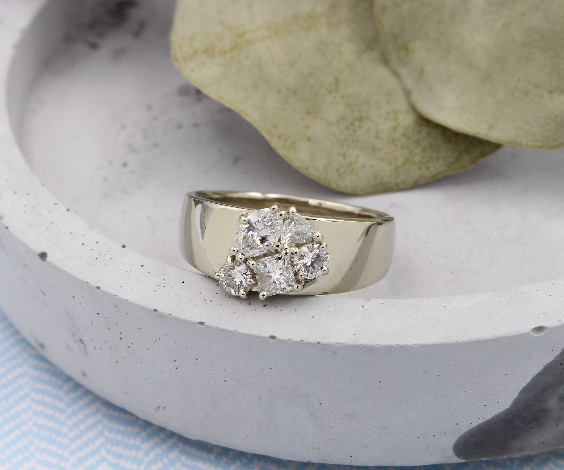 Wide Cluster Diamond Ring