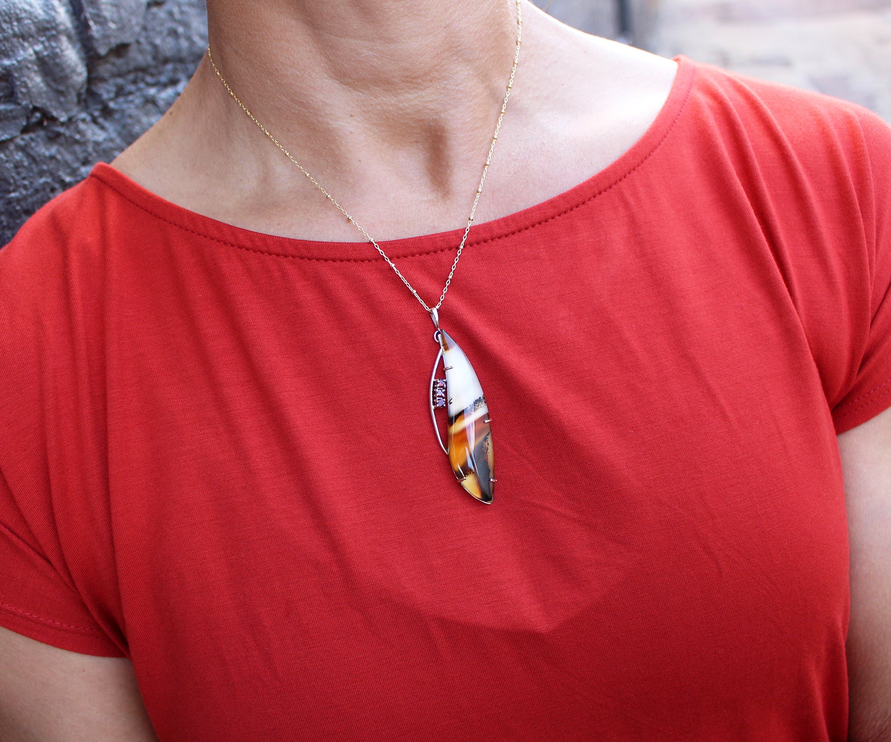 Conjunto de joyas de forma libre de ágata Montana de Wild Cat