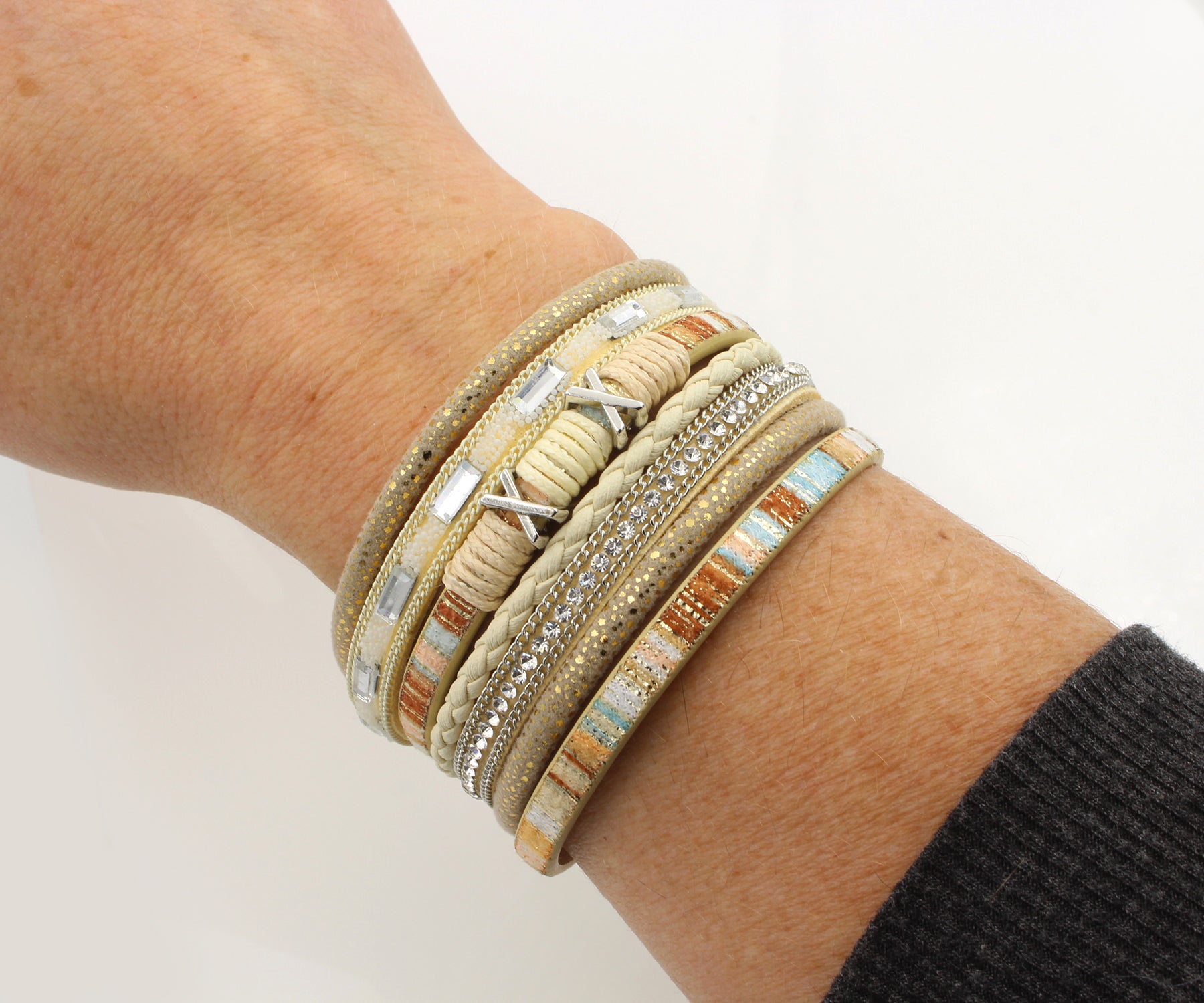 Boho White Multicolor Leather Bracelet