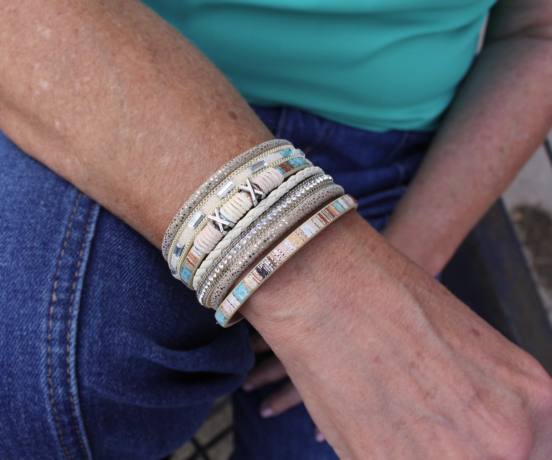 Boho White Multicolor Leather Bracelet