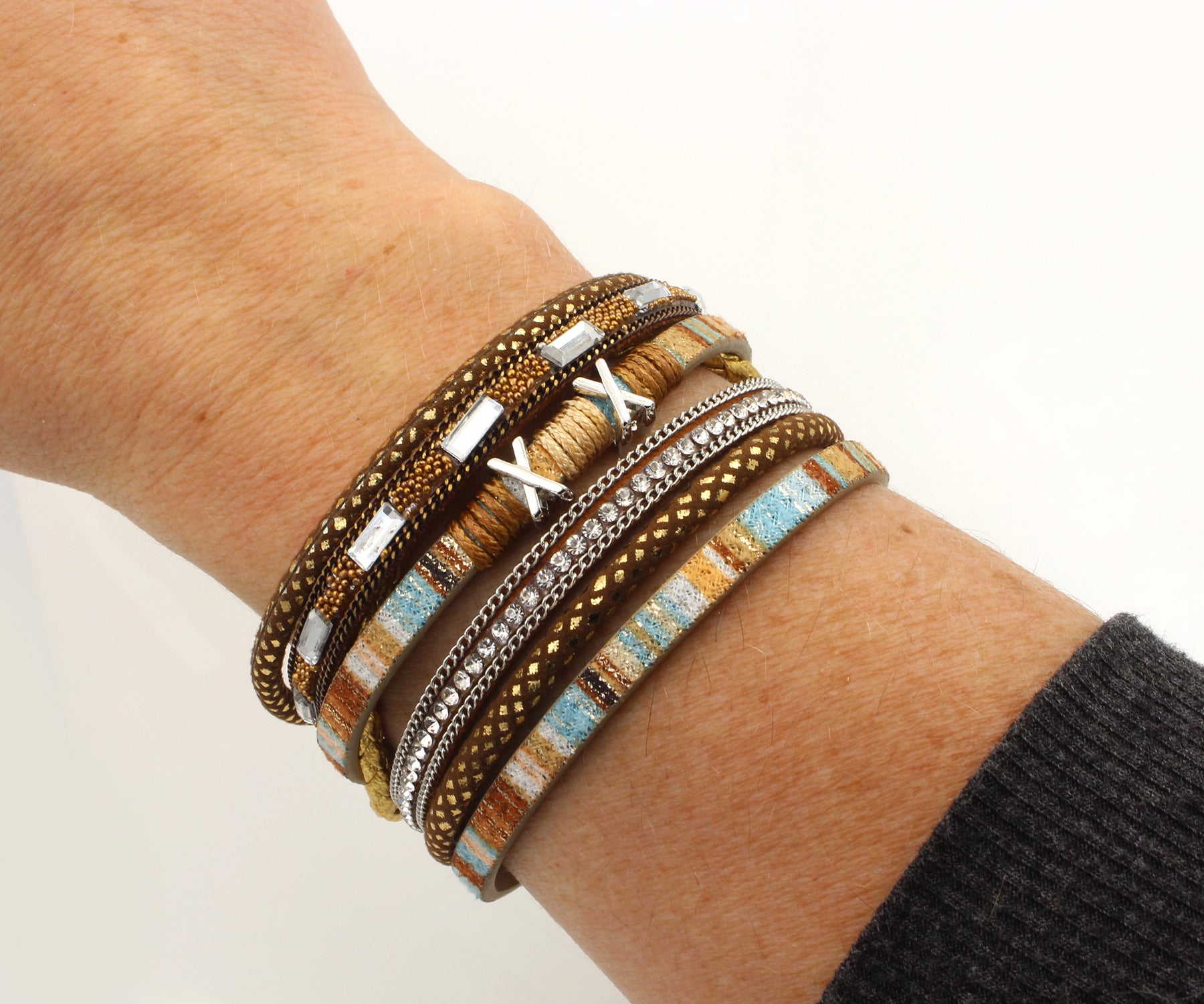 Boho Tan Multicolor Leather Bracelet