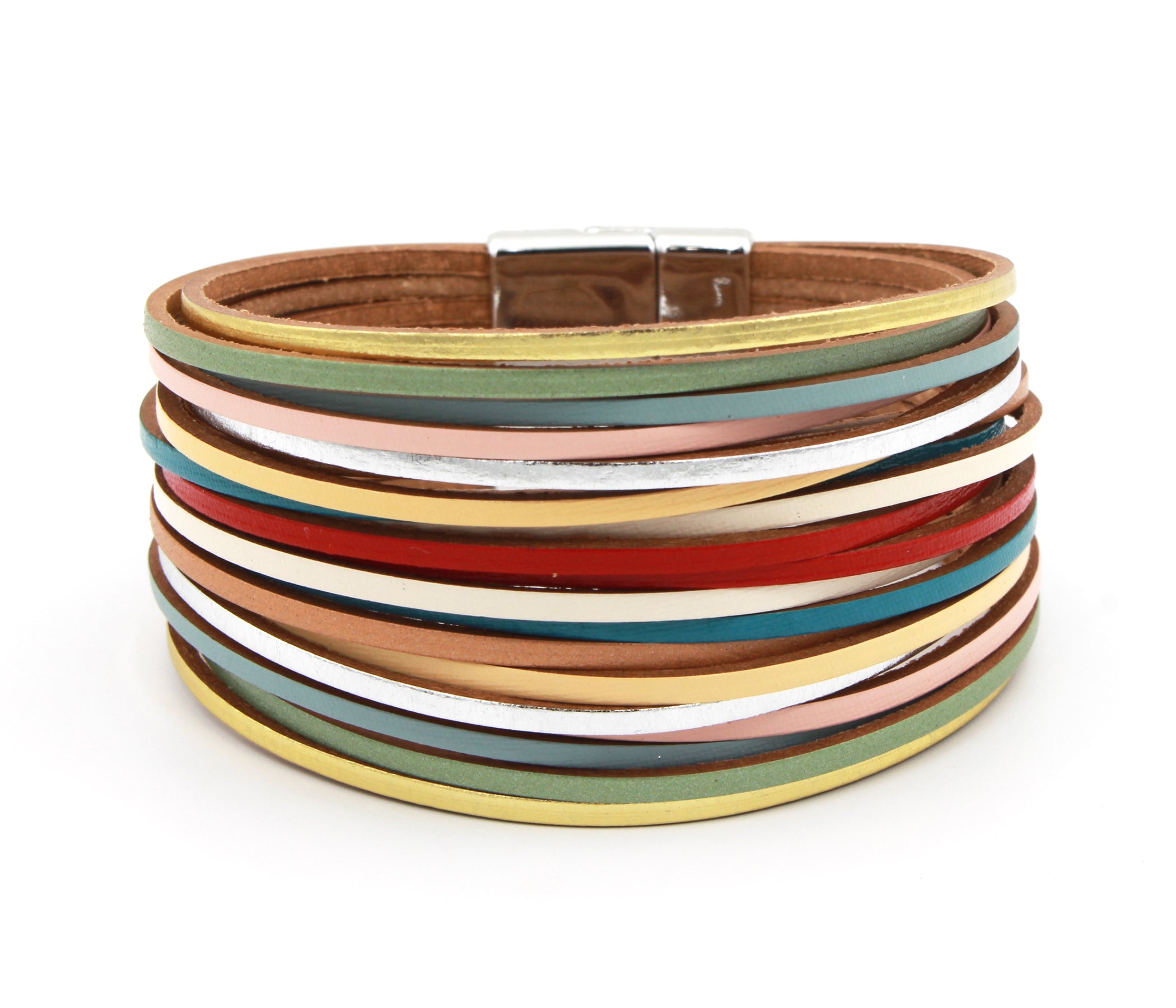 Multirow Matte Rainbow Leather Bracelet