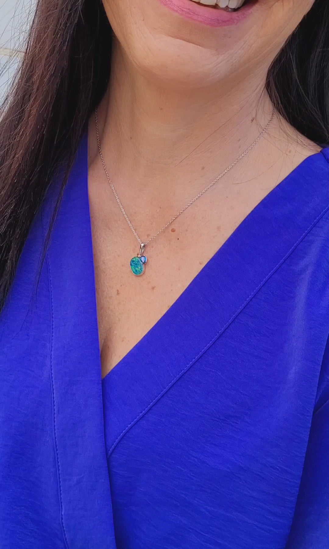 Opal Three Stone Cluster Topaz Necklace