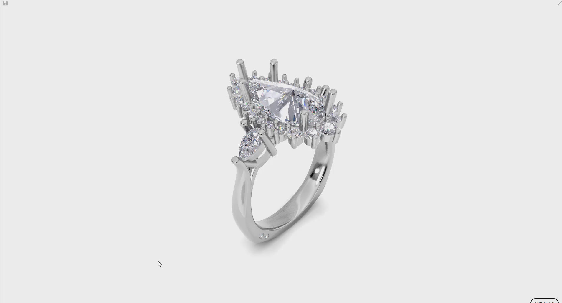 Stunning Pepper Pear Diamond Halo Engagement Ring