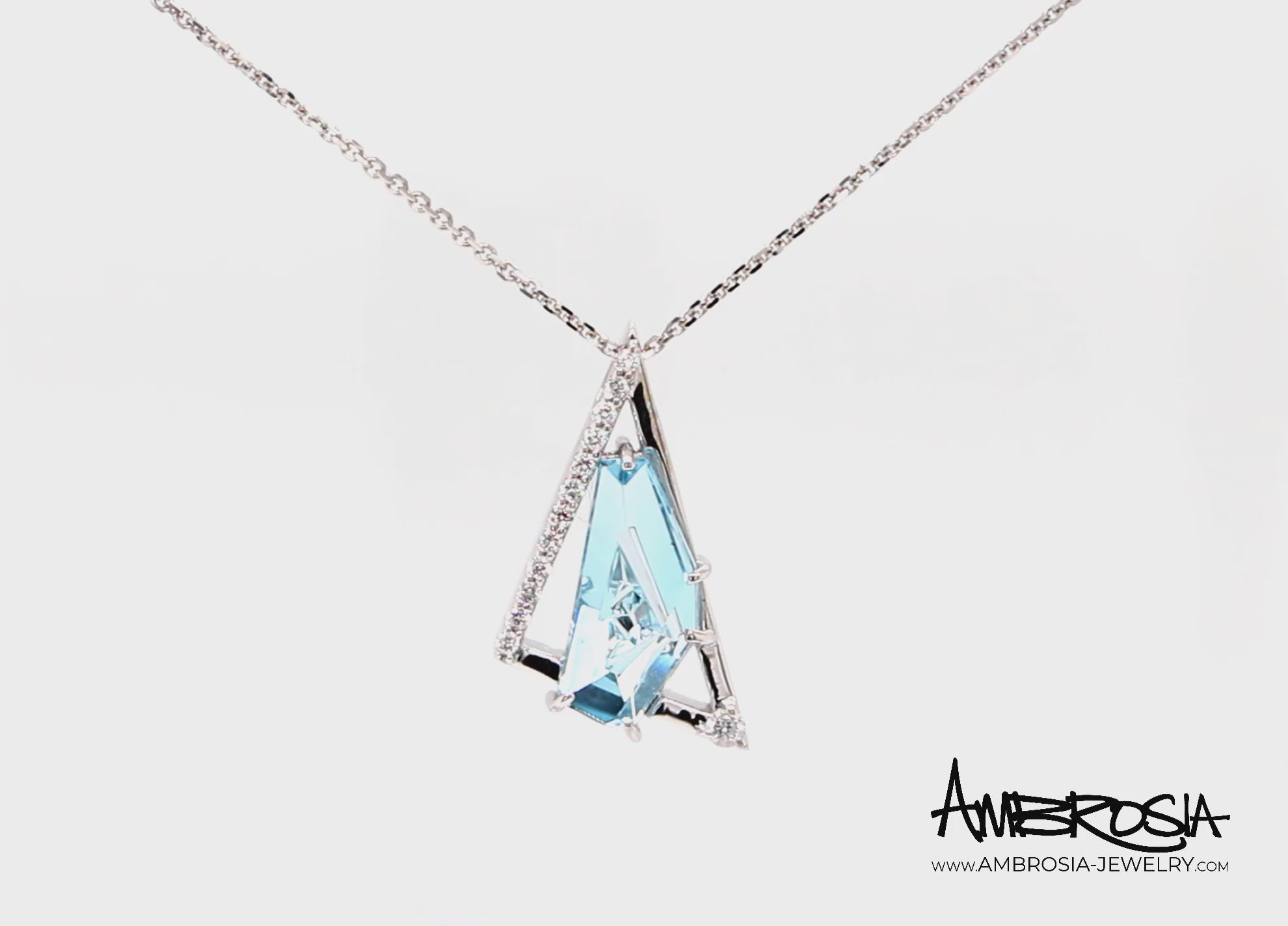 Triangular Aquamarine Diamond Necklace