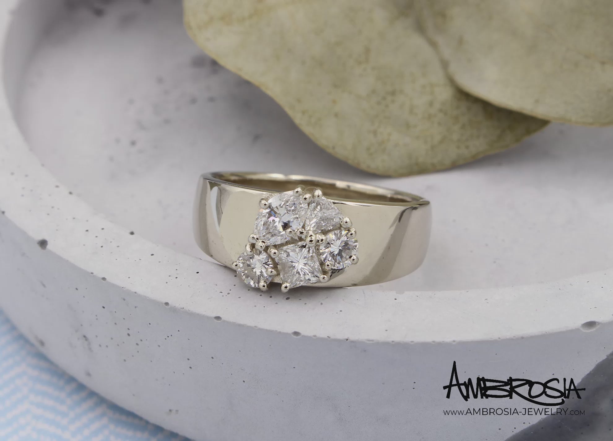 Wide Cluster Diamond Ring