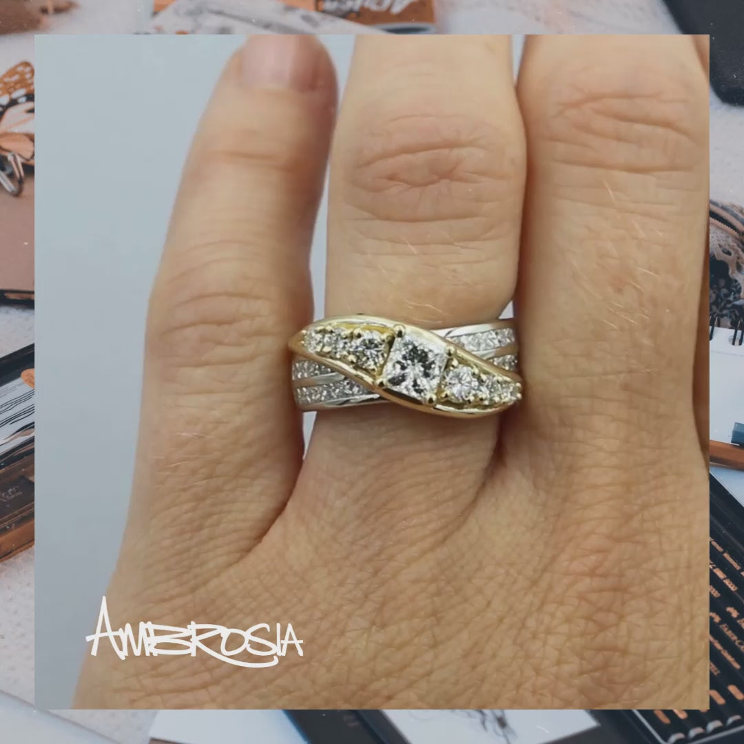 Two-Tone Twist Bypass Diamond Ring