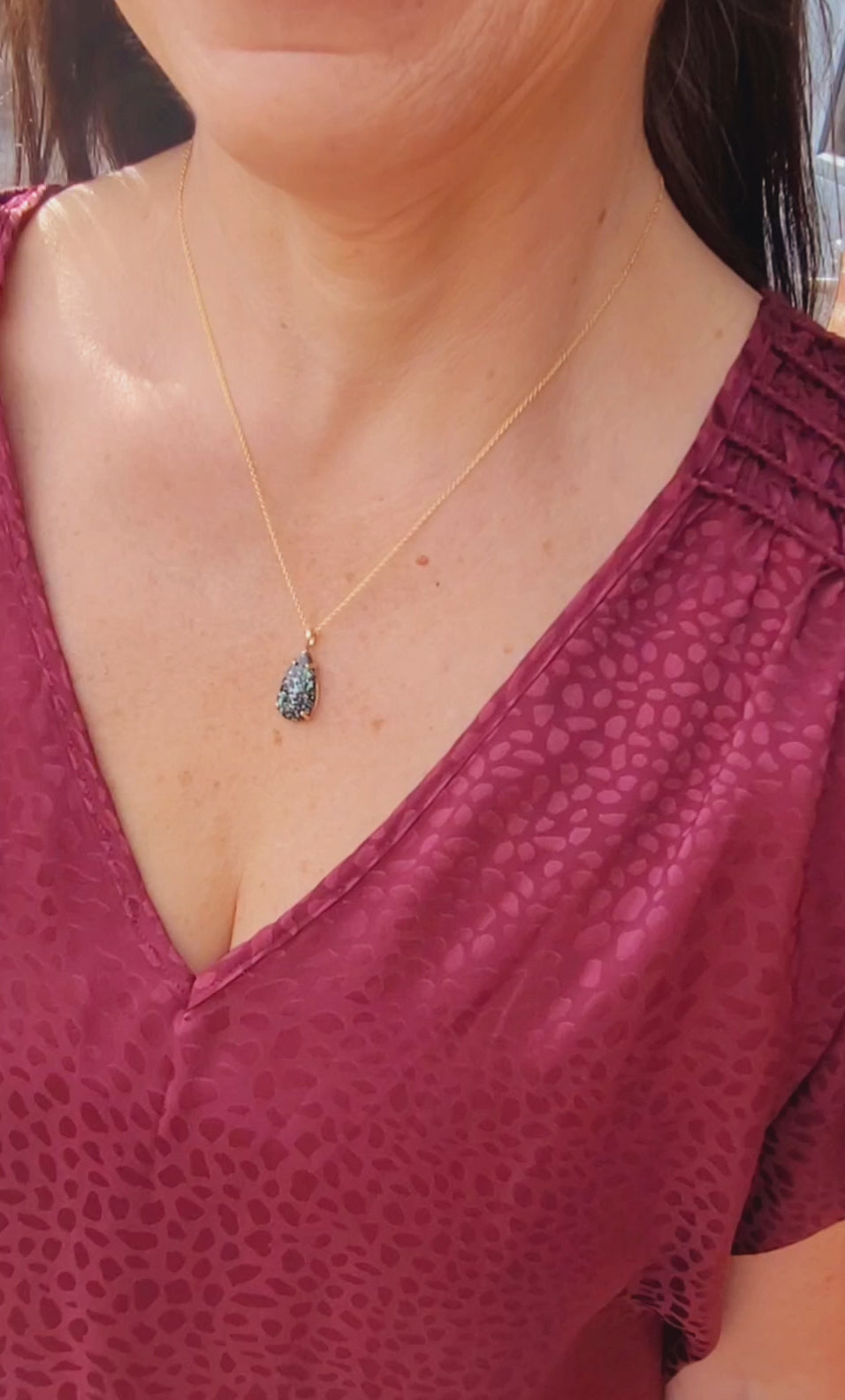 Medium Teardrop Leopard Opal Gold Necklace
