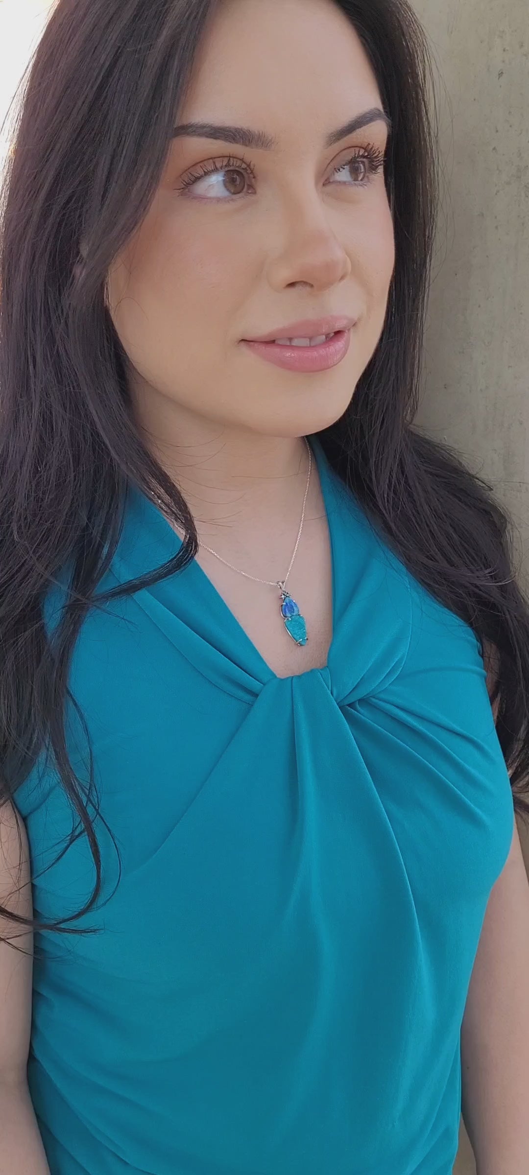 Double Drop Opal Teal Druzy Necklace