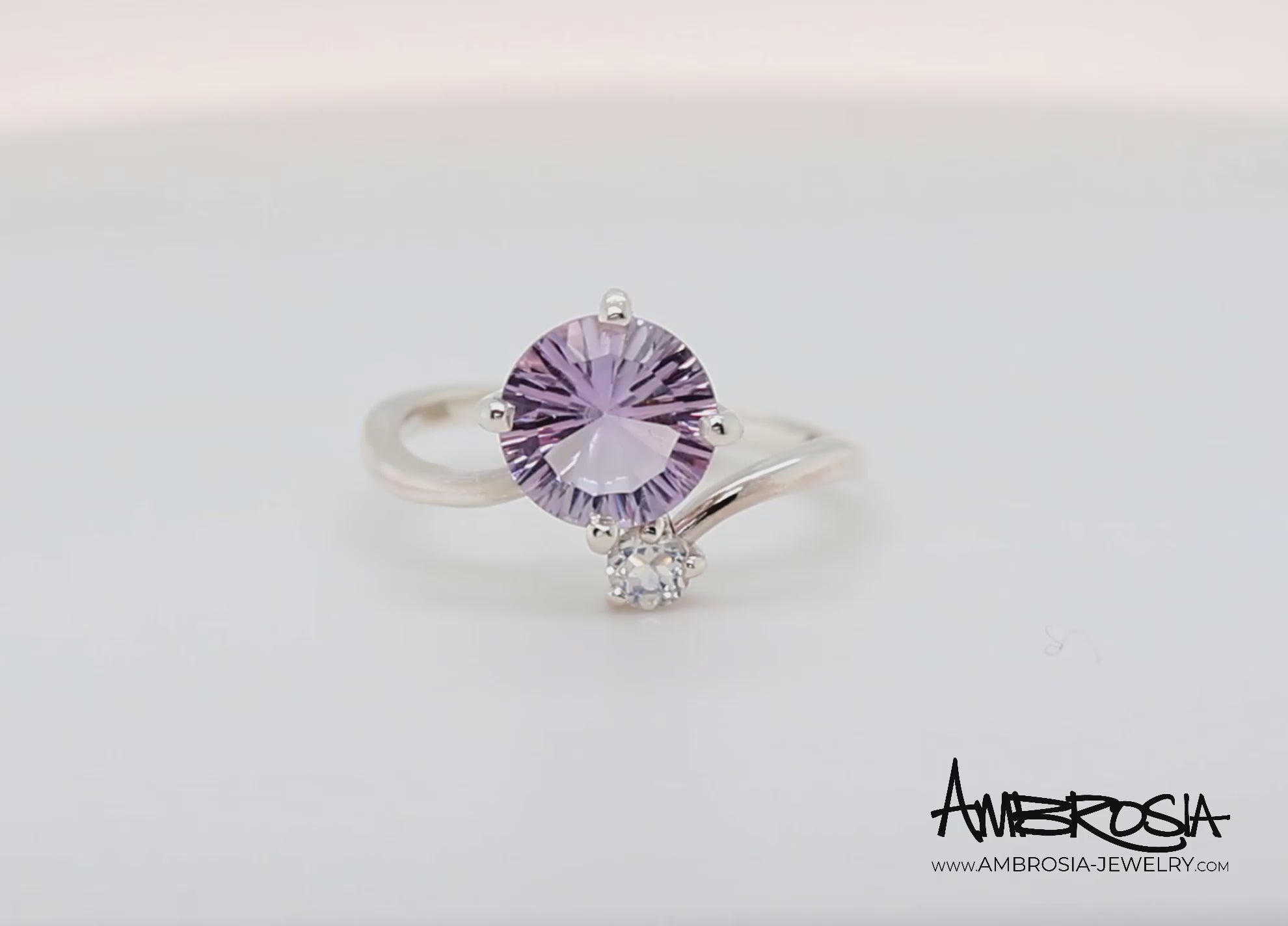 Starburst Pink Topaz Bypass Moonstone Ring