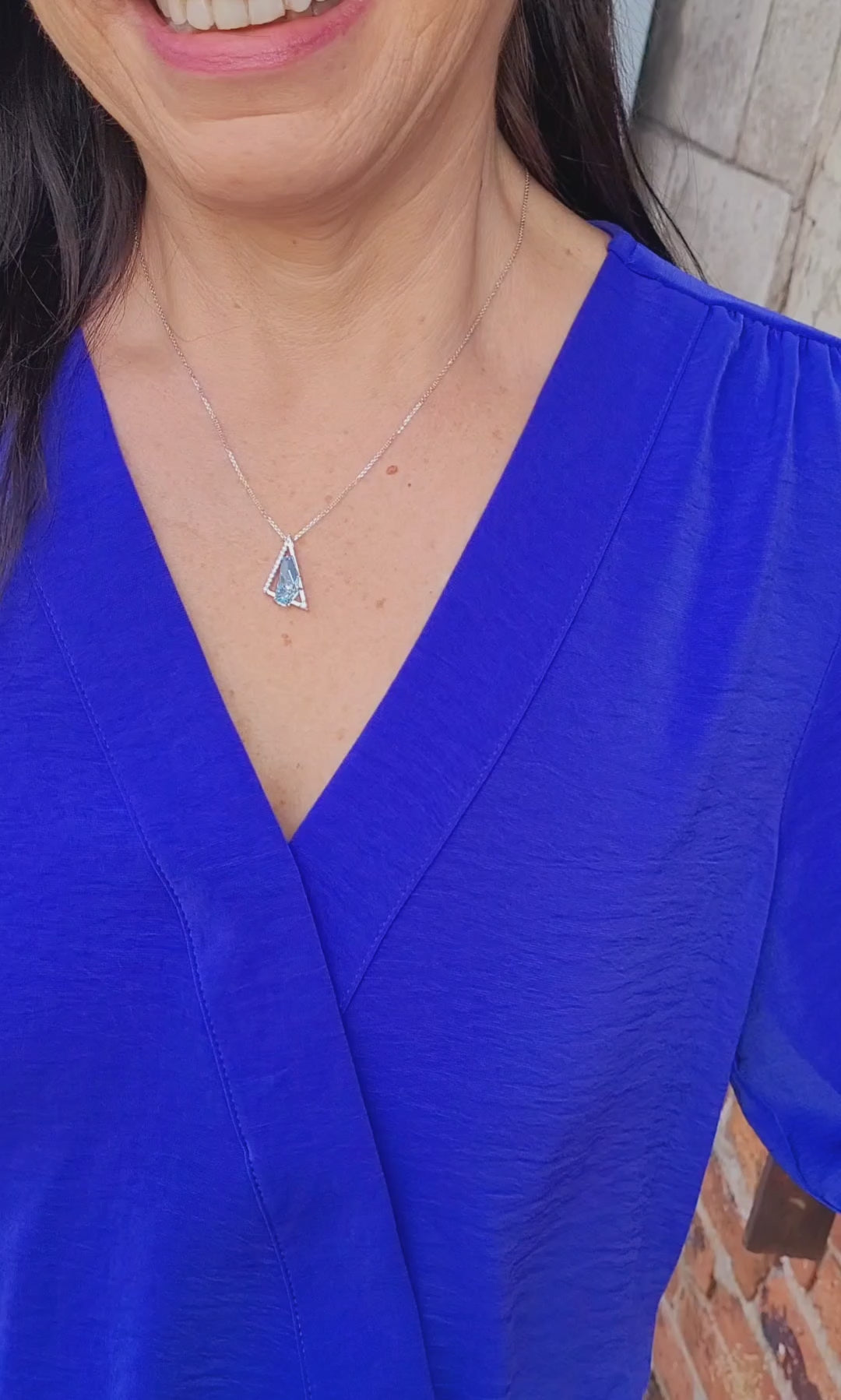 Triangular Aquamarine Diamond Necklace