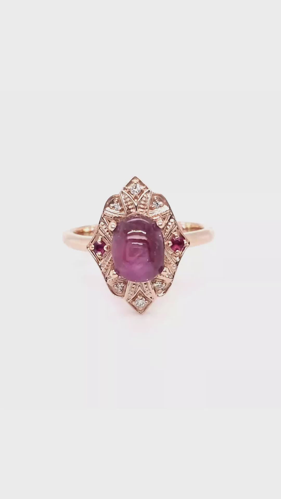 Vintage Star Pink Sapphire and Diamond Rose Gold Ring