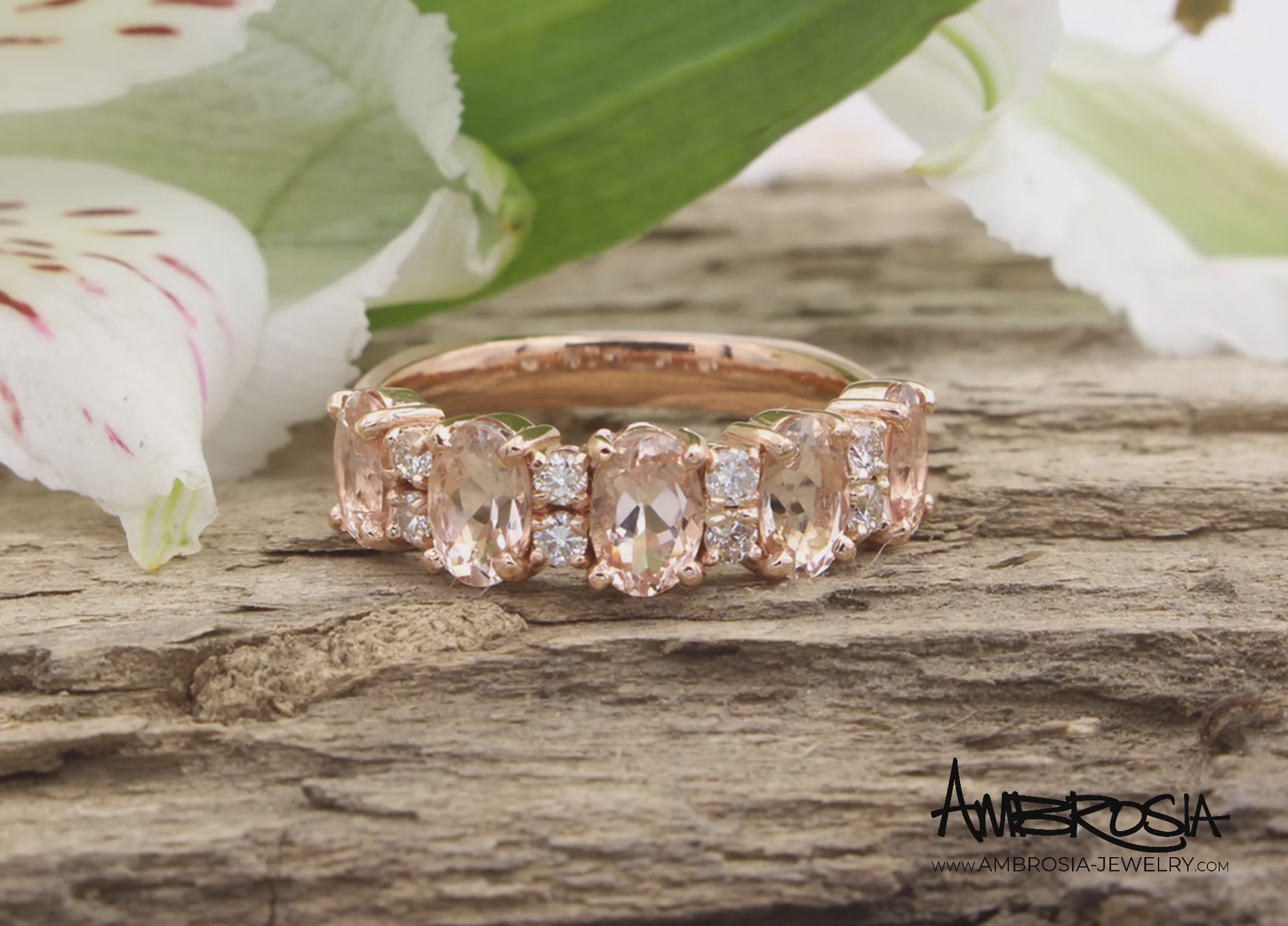 Morganite and Diamond Anniversary Ring